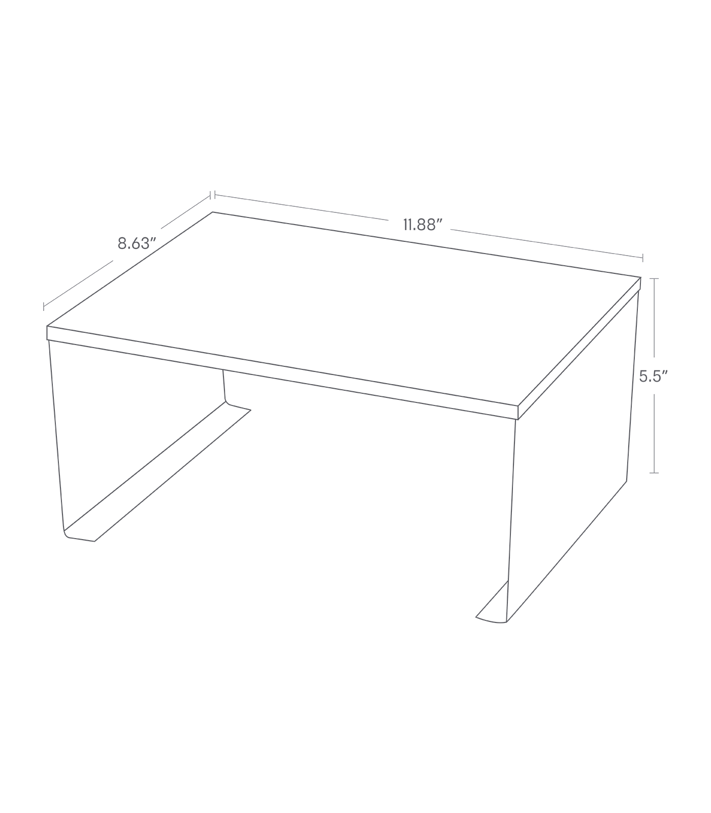 Dimension image for Stackable Countertop Shelf - Two Sizes on a white background including dimensions  L 8.66 x W 12.01 x H 5.71 inches