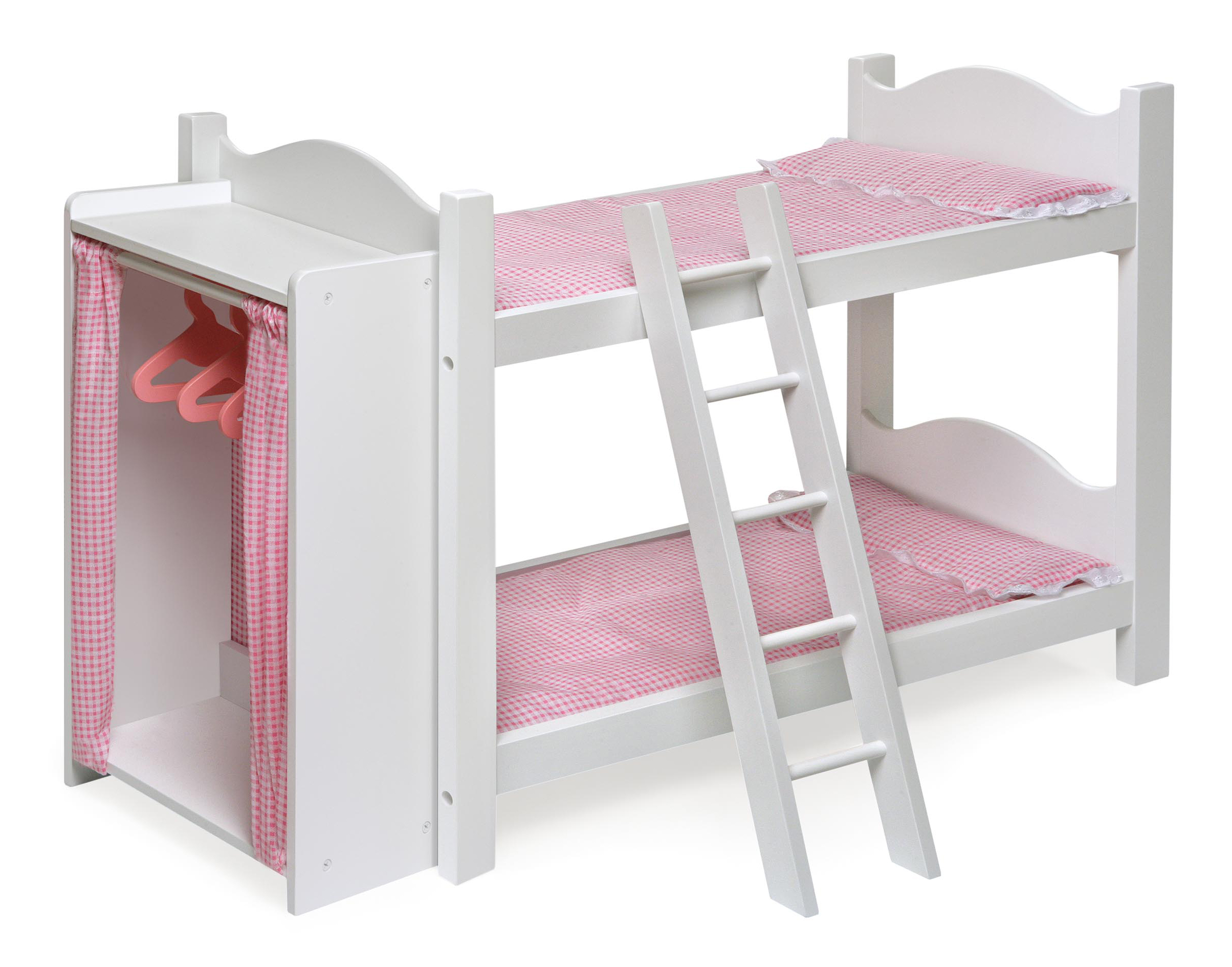 Doll Armoire Bunk Bed with Ladder - White/Pink