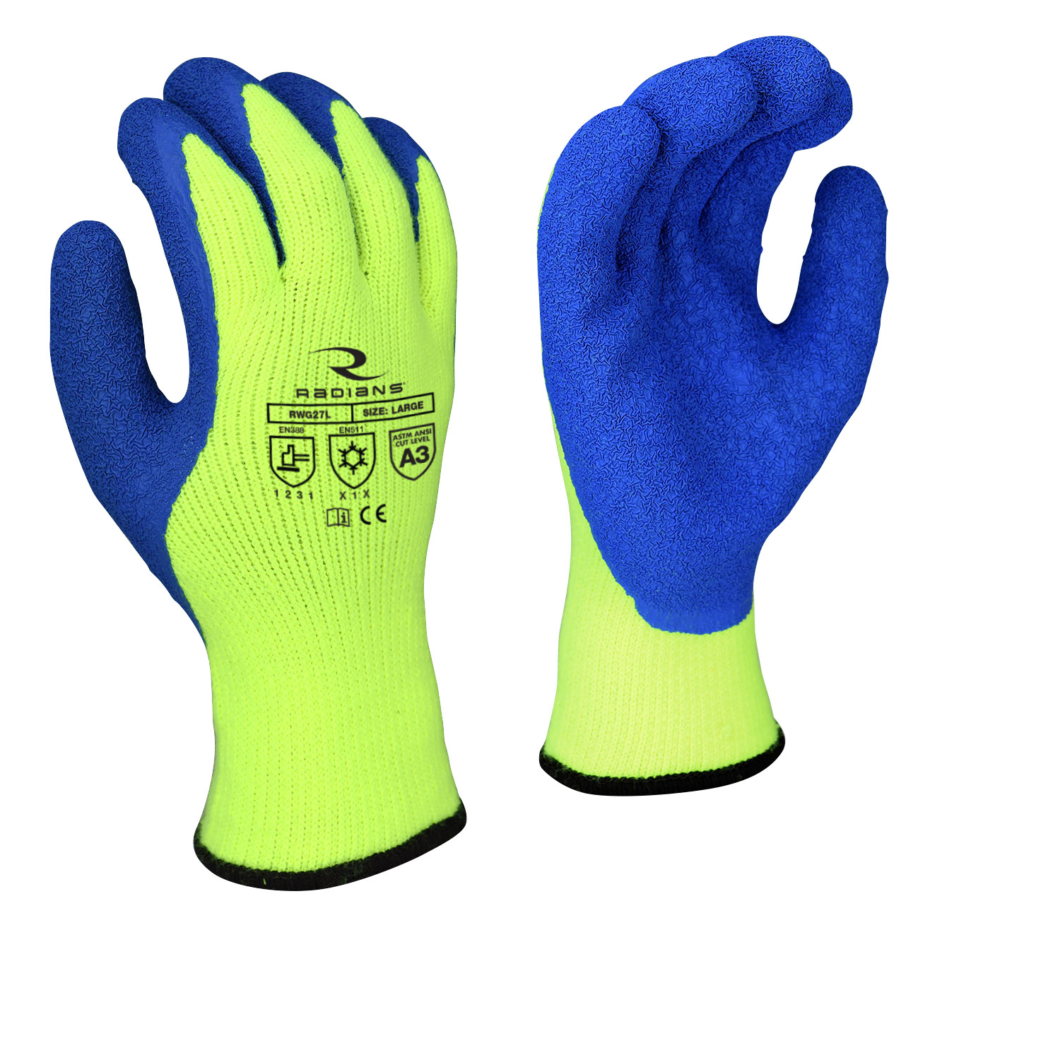 RWG27 Cut Protection Level A3 Dipped Winter Gripper Glove - Size L