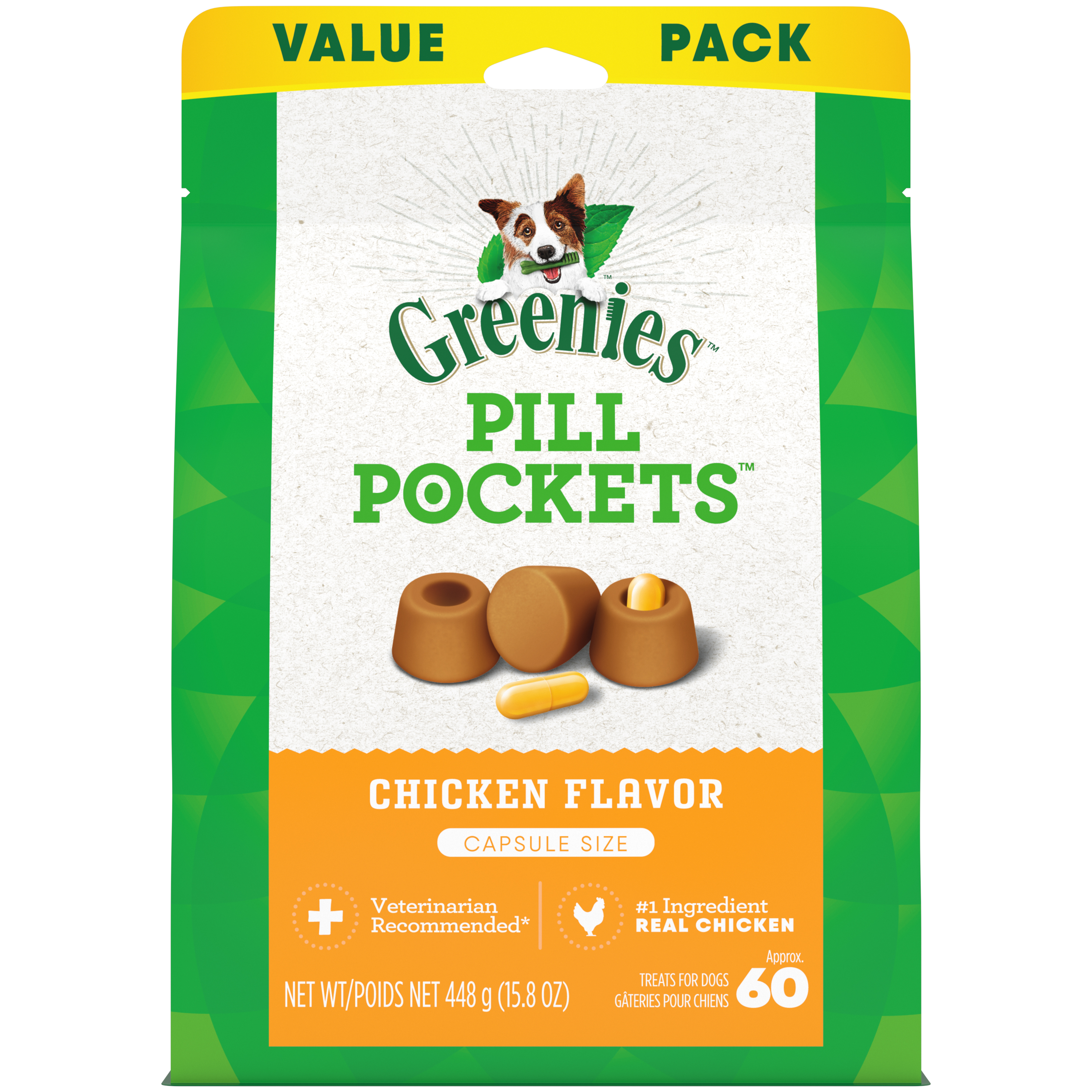 15.8 oz. Greenies Pill Pocket Chicken Cpsle Value Bag - Treats