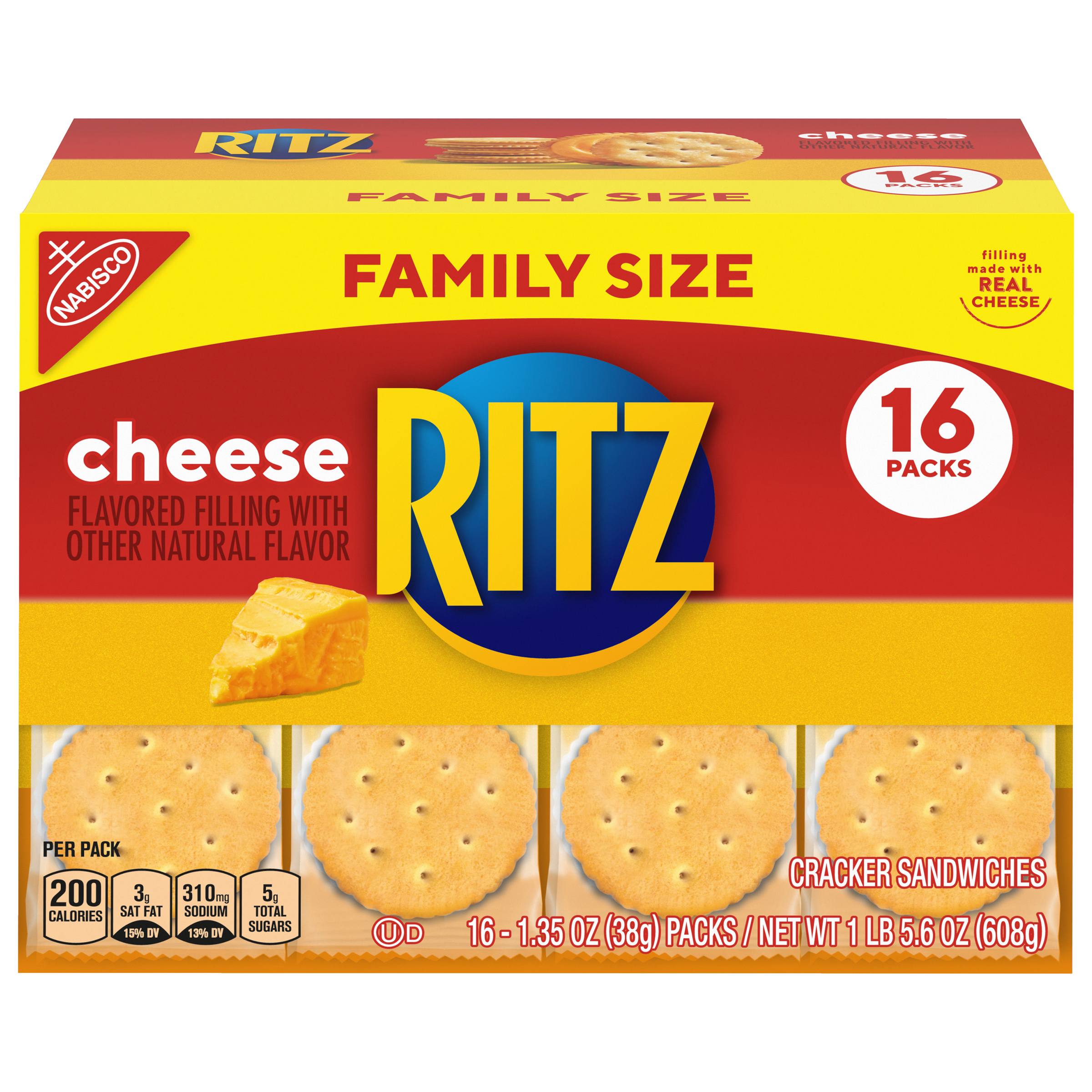 RITZ Cheese Sandwich Crackers, Family Size, 16 - 1.35 oz Packs-thumbnail-0
