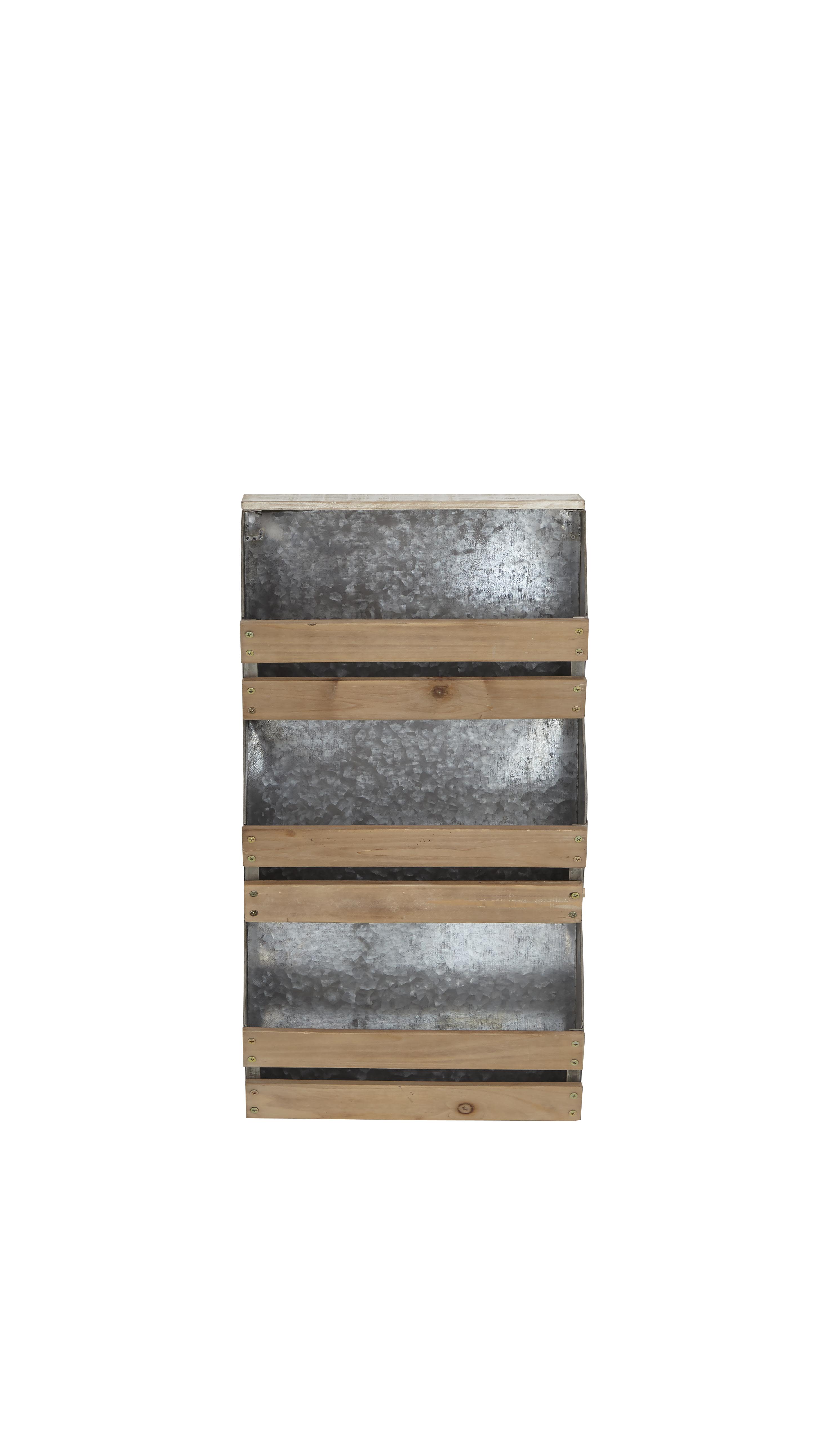 Brown Metal  Magazine Rack Holder, 14" x 6" x 26"