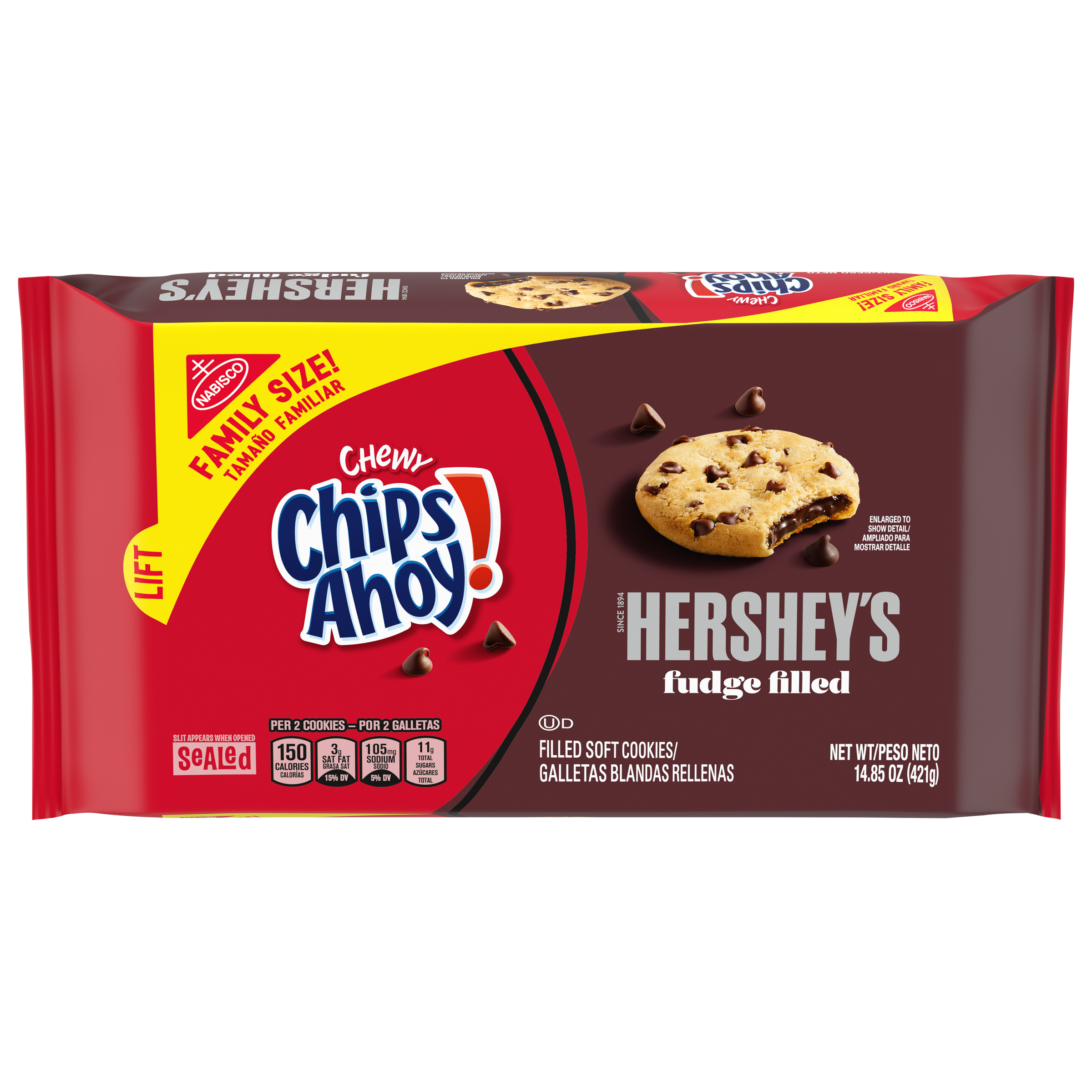 CHIPS AHOY! Chewy Hershey's Fudge Filled Soft Cookies, Family Size, 14.85 oz-0