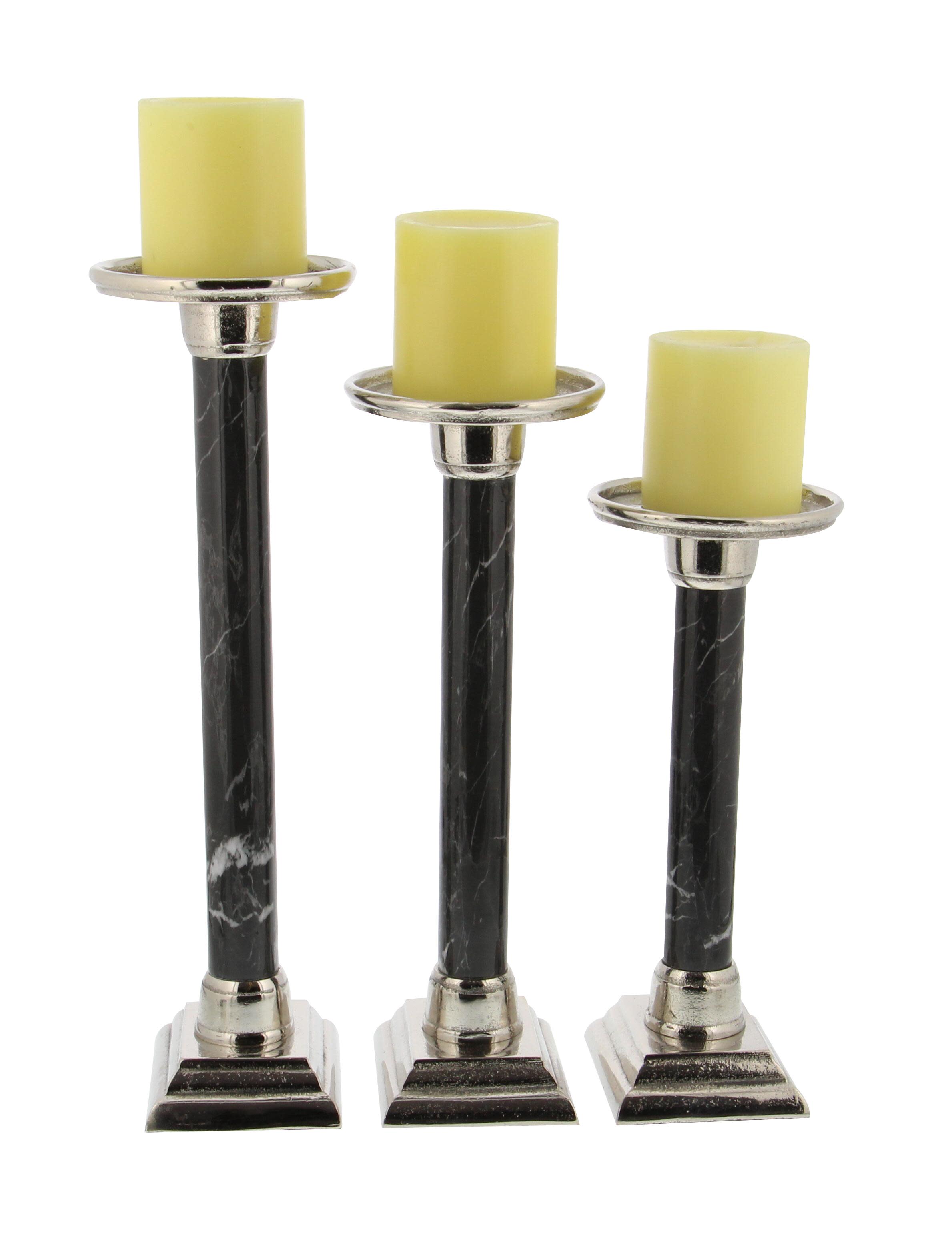 Black Aluminum Metal  Candle Holder, Set of 3 10", 12", 14"H