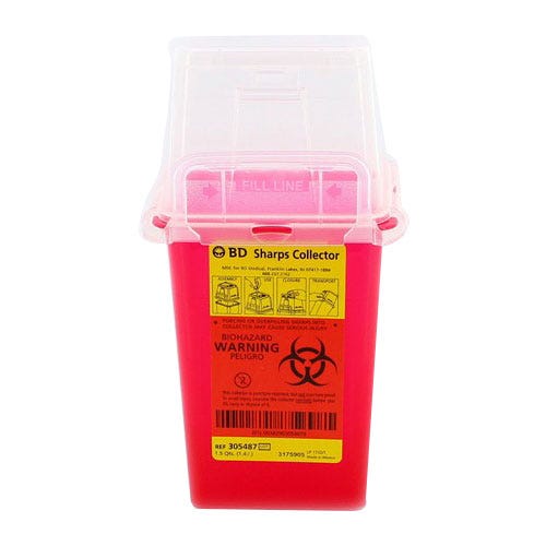 Sharps Collector, 1.5 Quart (Phlebotomy), Red Base, Natural Top