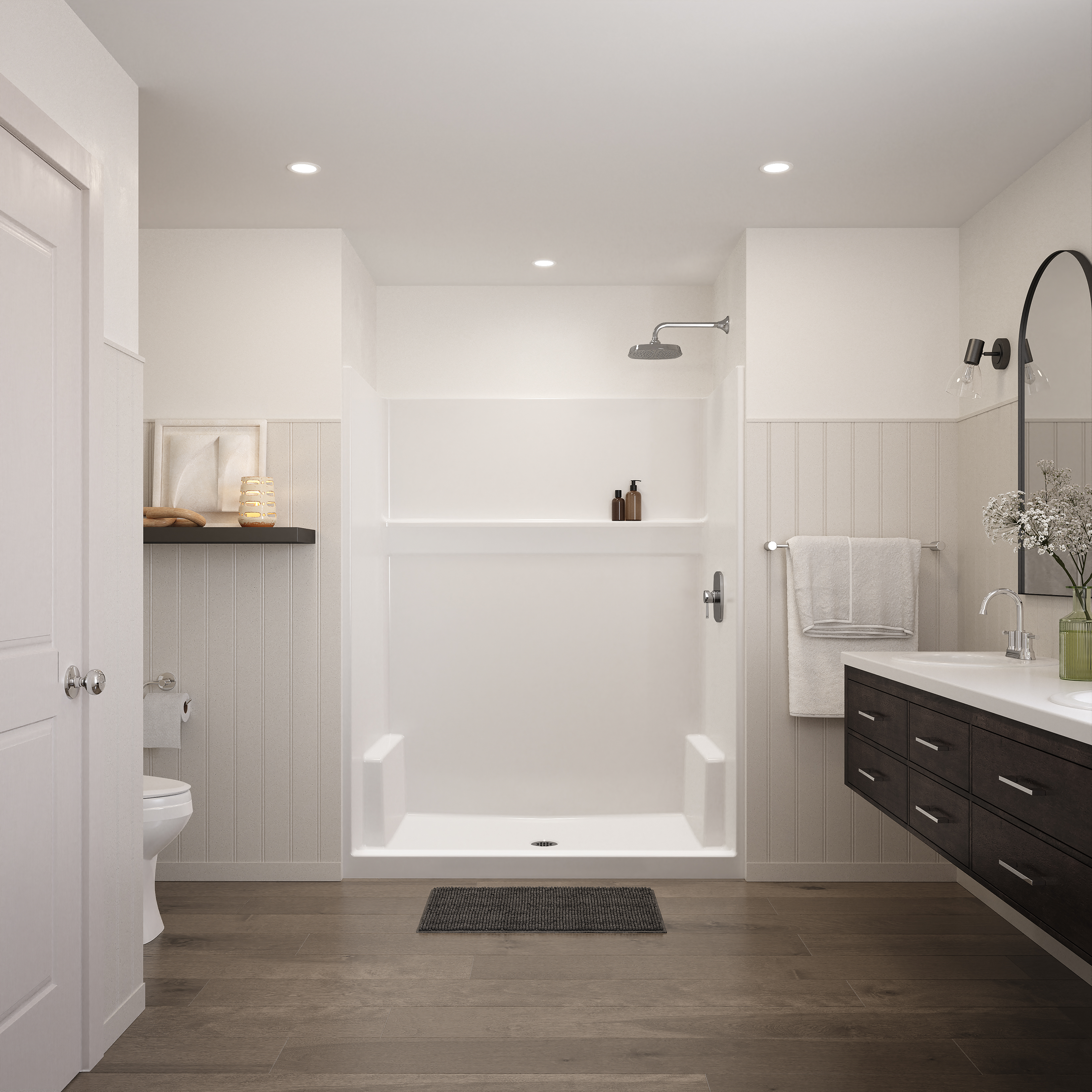 Icon SH6034 AcrylX™ Alcove Center Drain One-Piece Shower in White view 6
