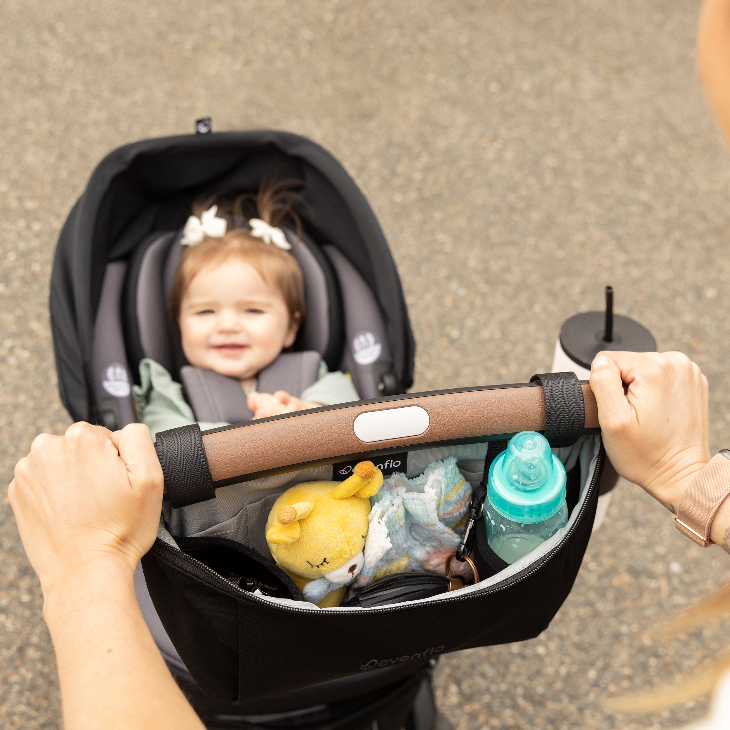 Shyft DualRide Infant Car Seat Stroller Combo with Carryall Storage & Extended Canopy Bundle