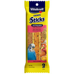 Image of Vitakraft Crunch Sticks Treat for Parakeets Vrty Pk Hny/Egg/Apple-3 Sticks