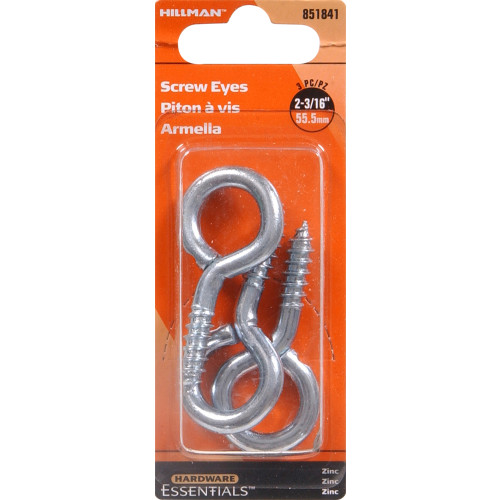 Hardware Essentials Screw Eyes Zinc (0.225" x 23/16") 3 Pack