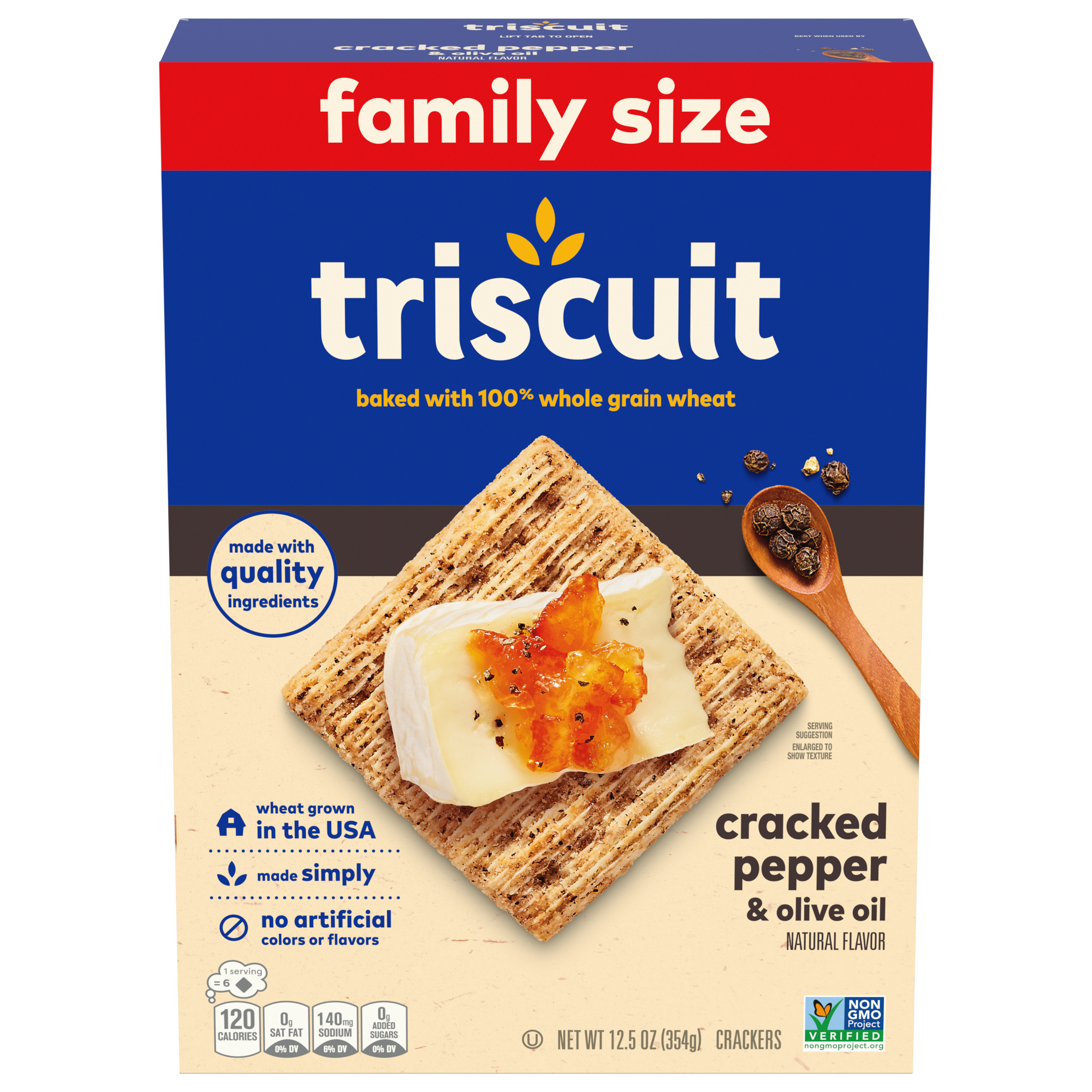 Triscuit Cracked Pepper & Olive Oil Whole Grain Wheat Crackers, Family Size, 12.5 oz-1
