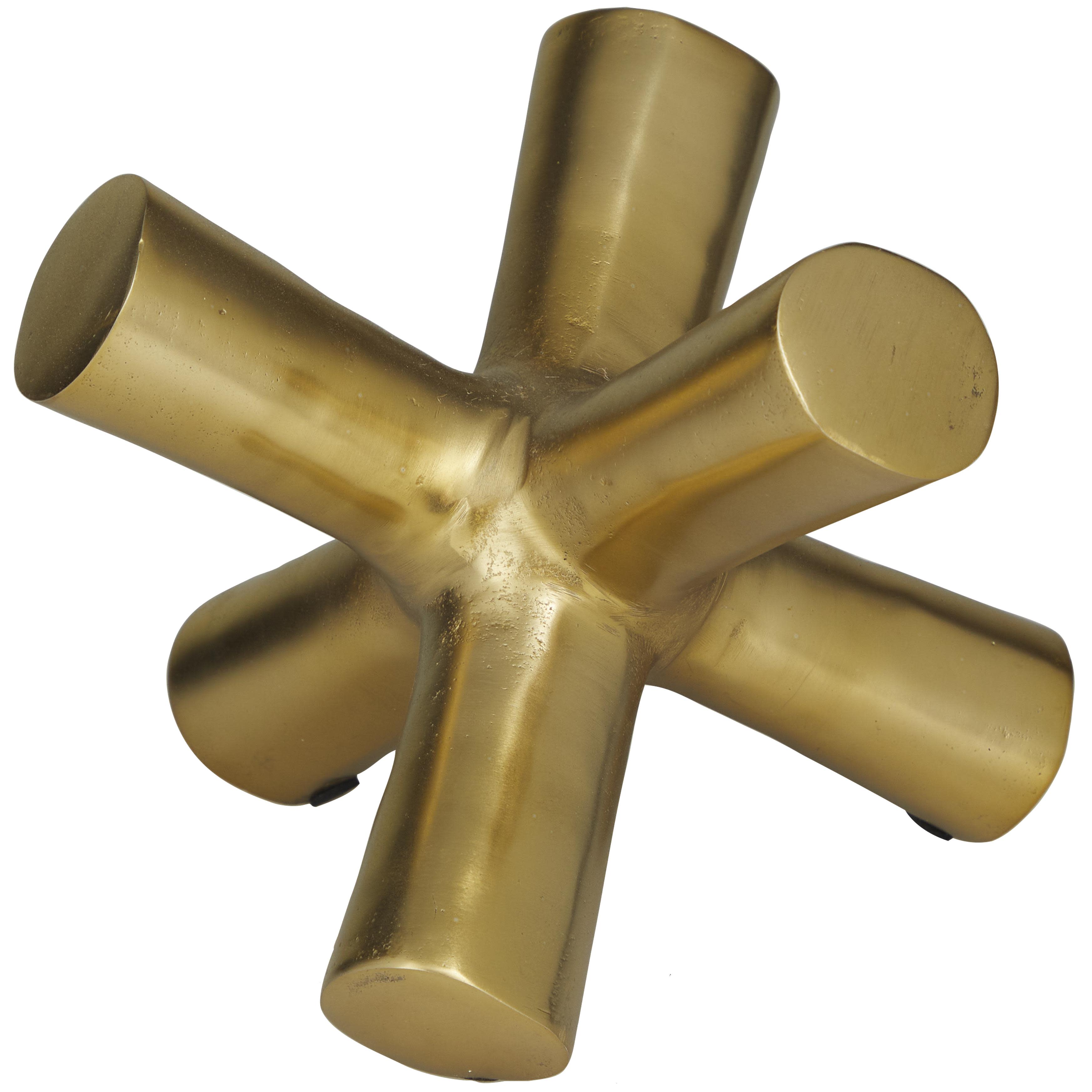 PACK OF 4 Gold Aluminum Metal Abstract Jack Decorative Sculpture, 8" x 9" x 7"