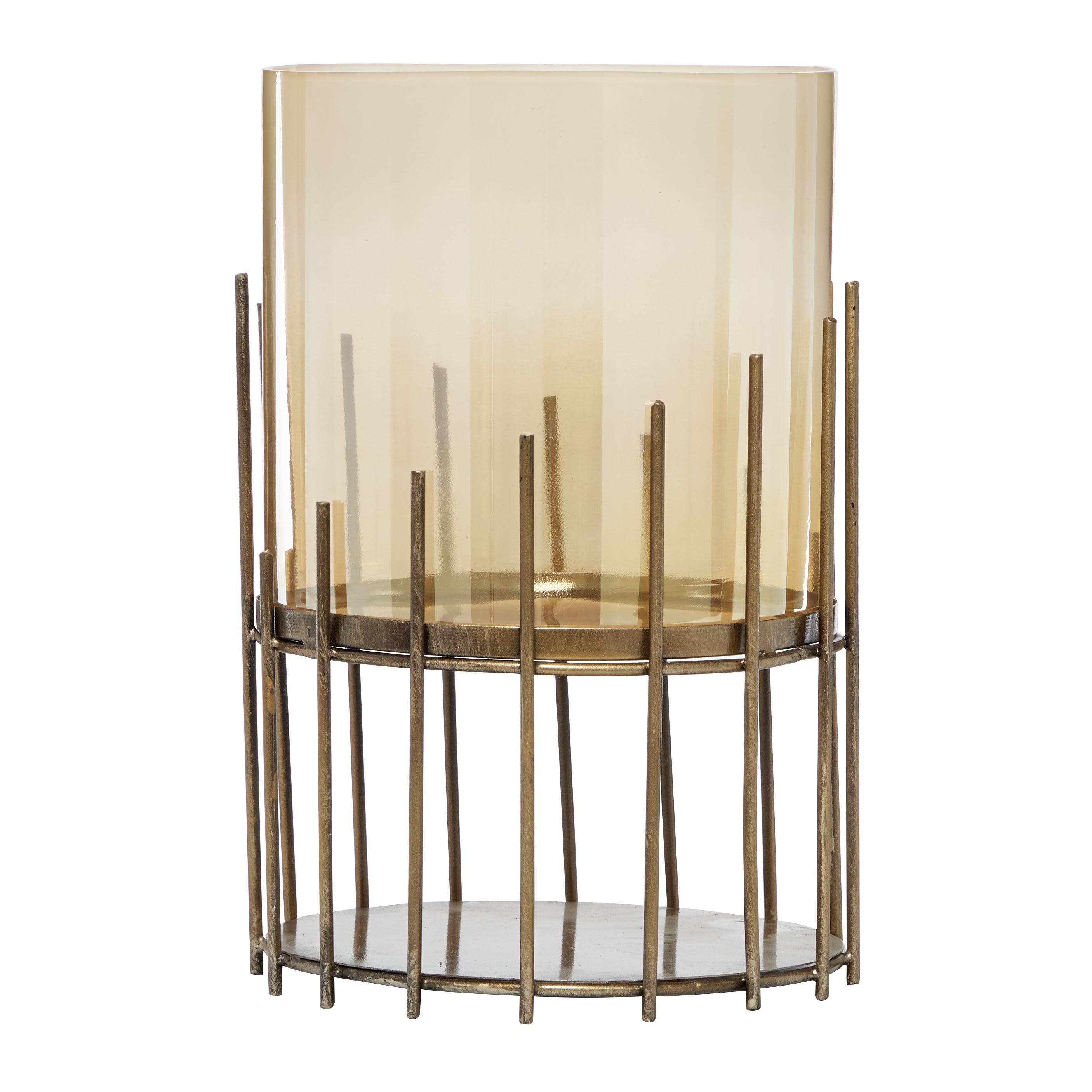 Gold Glass  Hurricane Lamp,