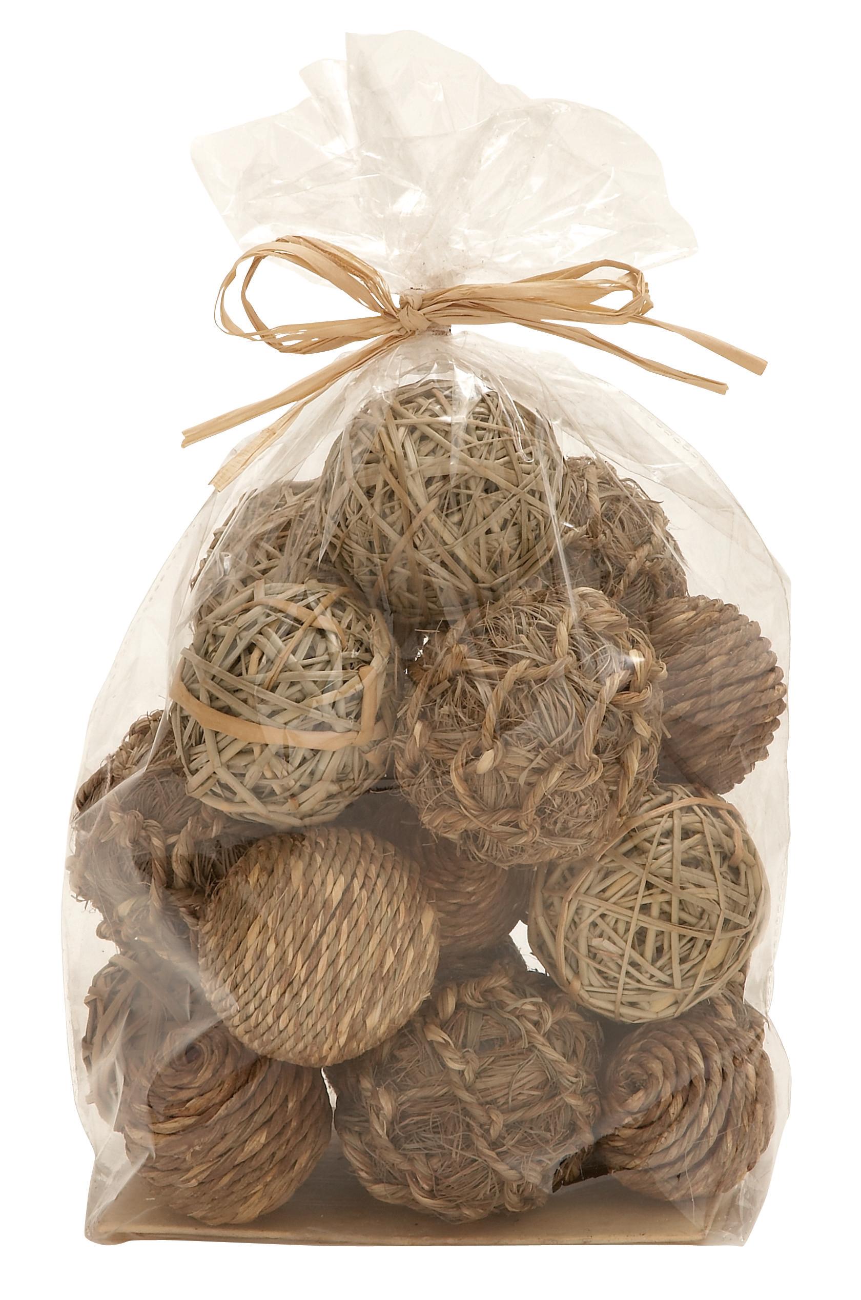 Brown Dried Plant  Handmade Orbs & Vase Filler, 7" x 5" x 10"