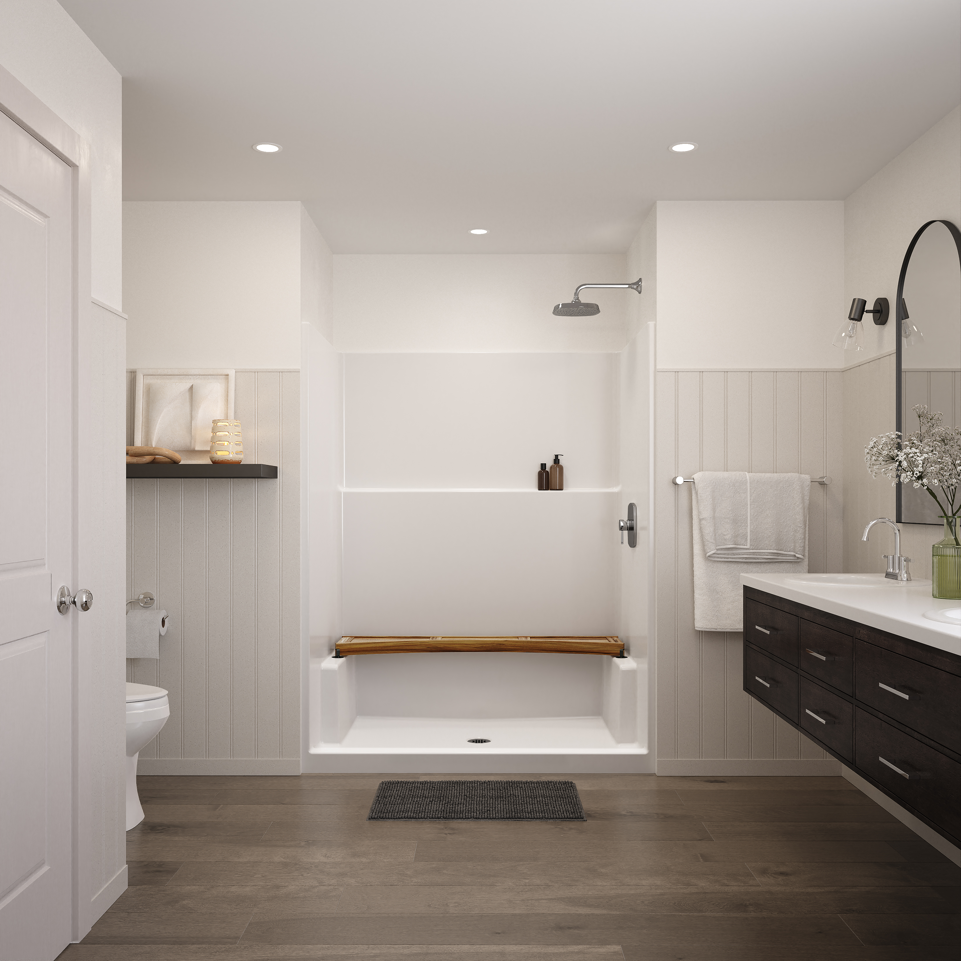 Icon SH6036 AcrylX™ Alcove Center Drain One-Piece Shower in White view 3
