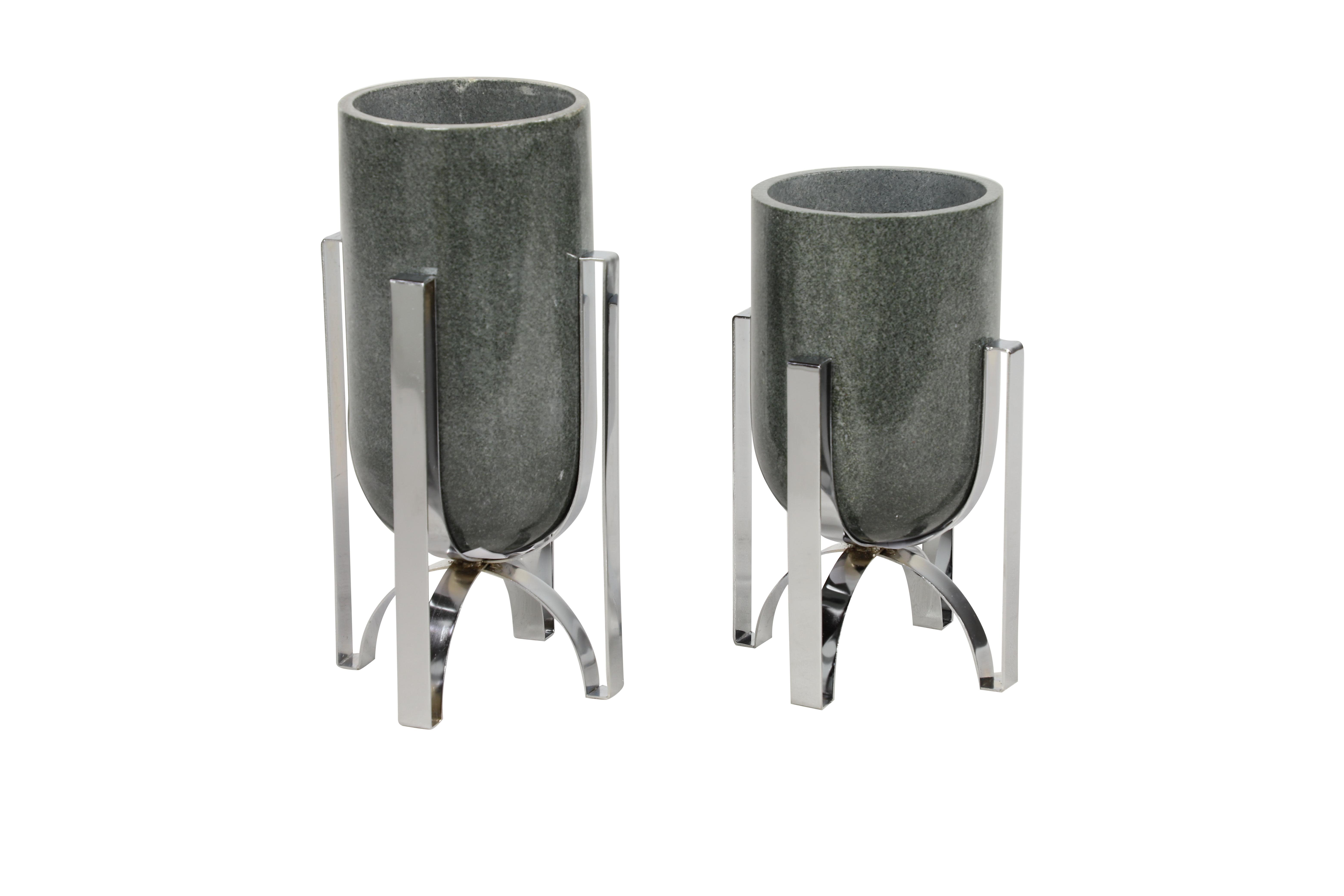 Metal  Vase, Set of 2 12", 10"H