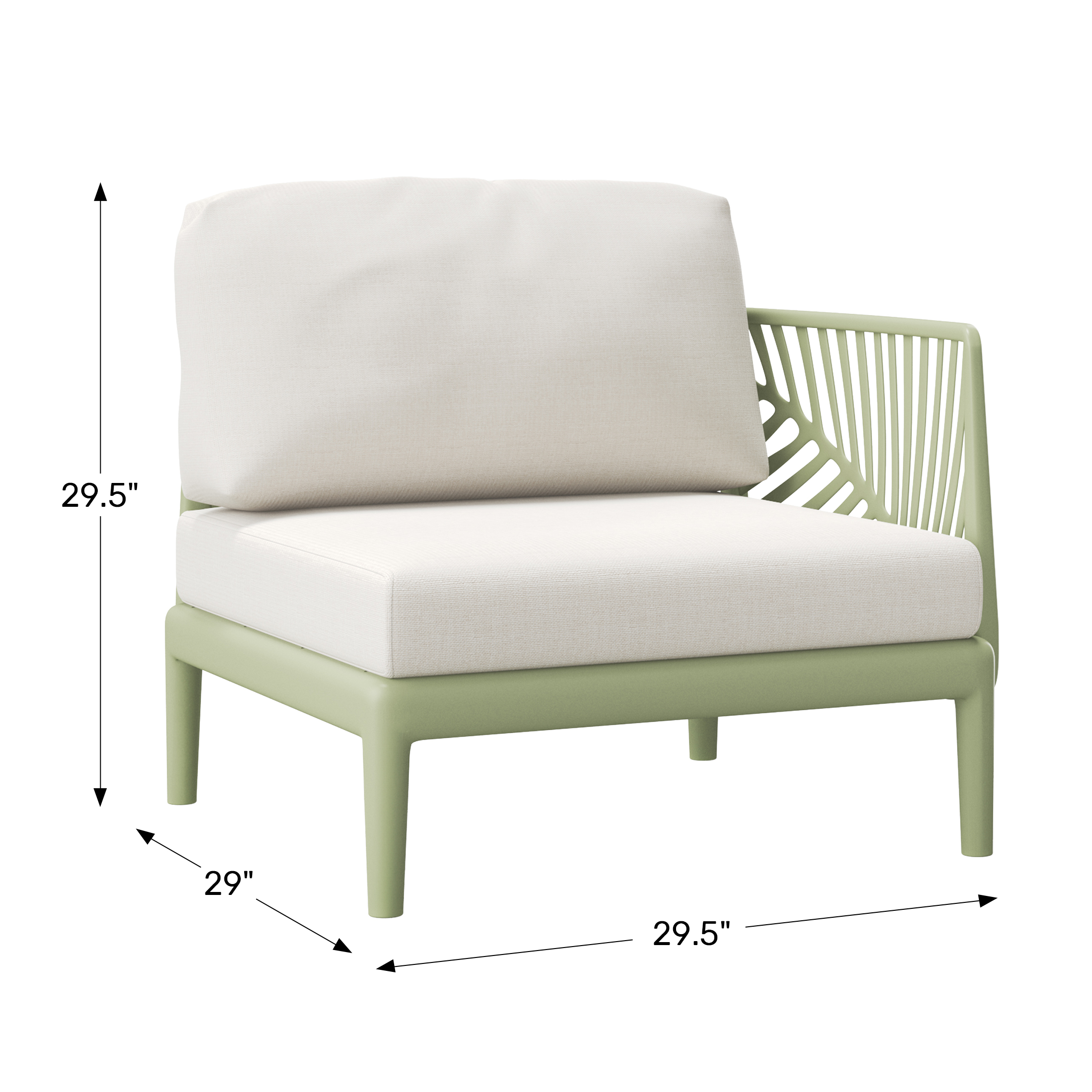 Modern Outdoor Polypropylene Resin Right Arm Facing Deep Seating Sectional Chair WWT Spec Image