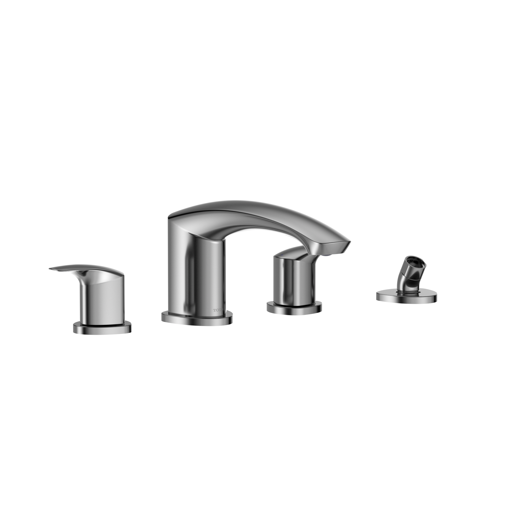 TOTO GM Two-Handle Deck-Mount Roman Tub Filler Trim with Handshower, Polished Chrome, Brass, TBG09202U#CP