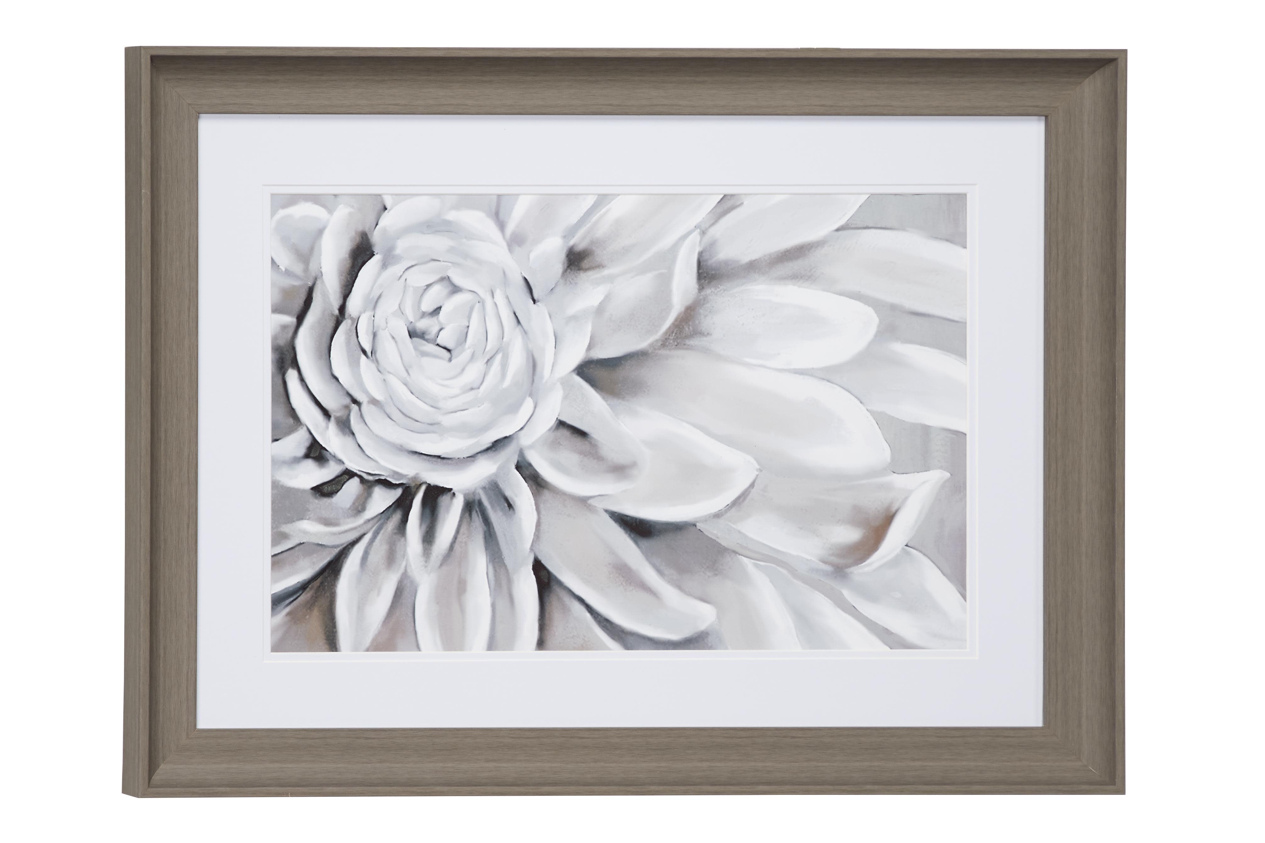 White Polystone Floral Home Wall Decor with Brown Frame, 24" x 2" x 18"