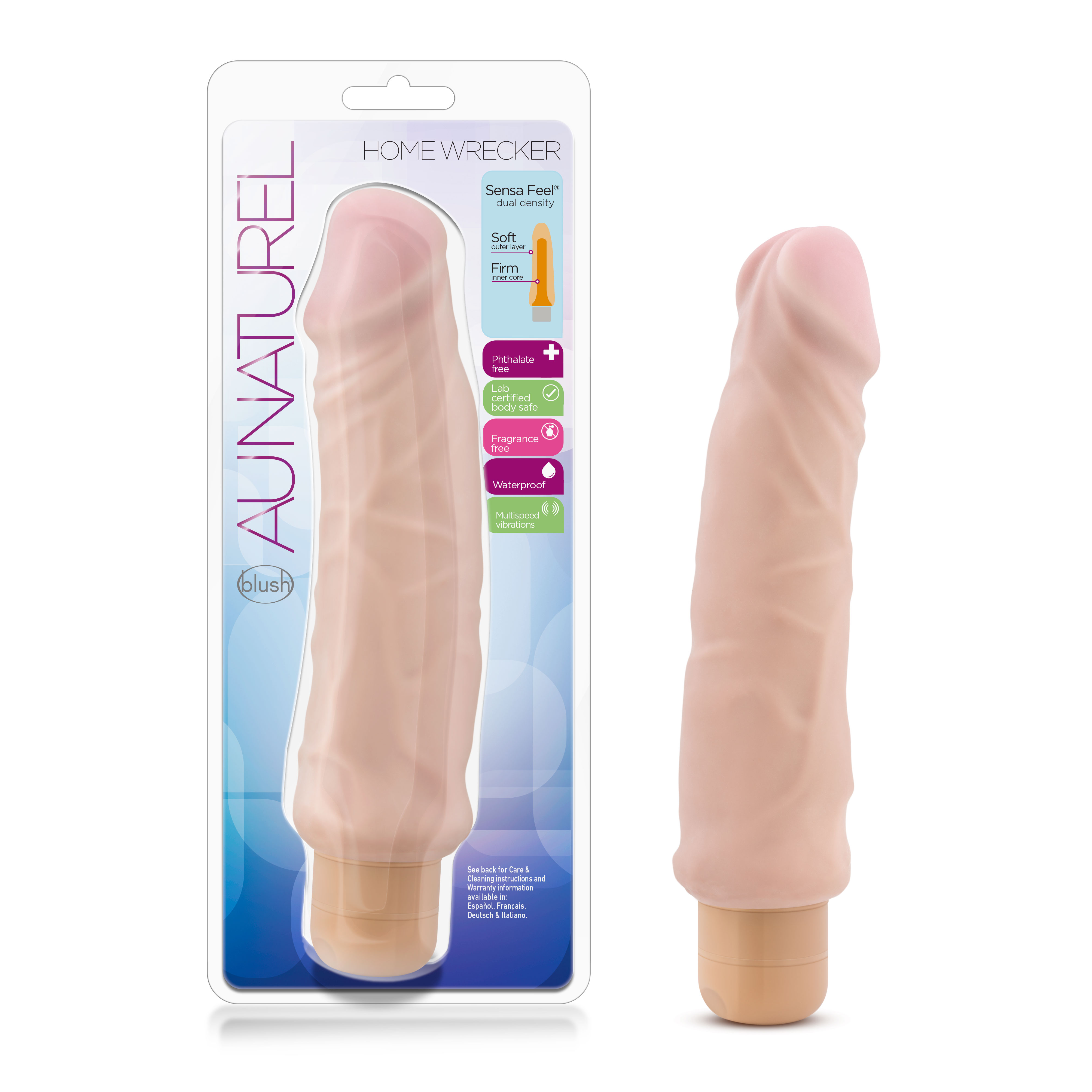 Blush Au Naturel Home Wrecker Realistic Beige 9.5-Inch Long Vibrating Dildo