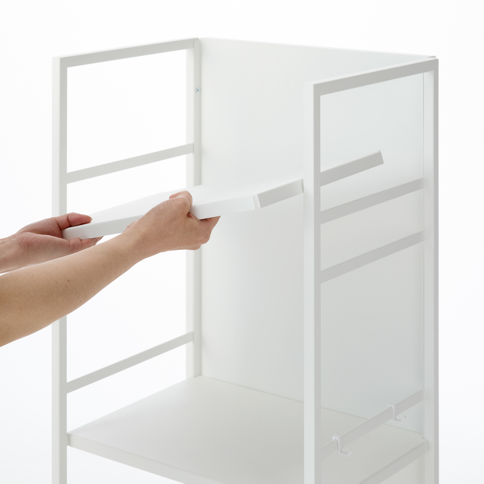 3-Tiered Semi-Closed Storage Wagon : Two Height-Adjustable Shelves