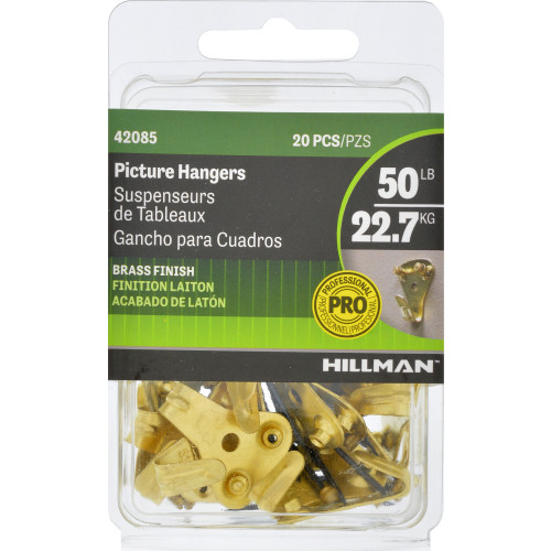 Hillman Professional Picture Hangers Brass 50lb 20 Pack