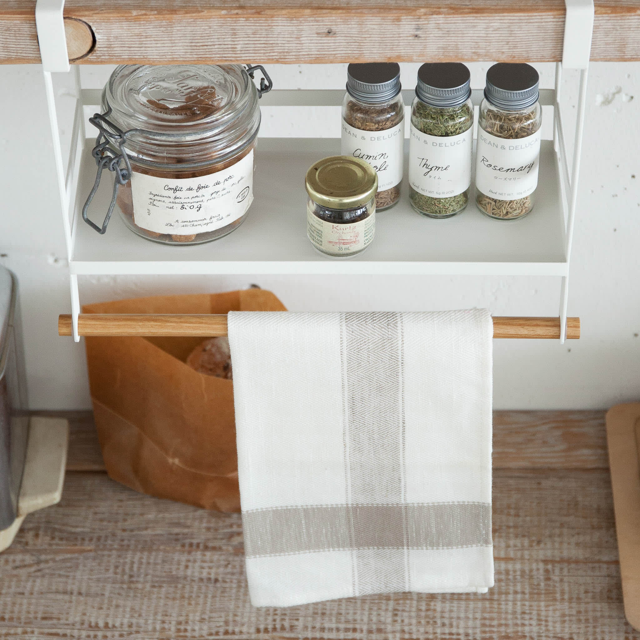 Under-Shelf Seasoning Rack : Elegant Wooden Accent
