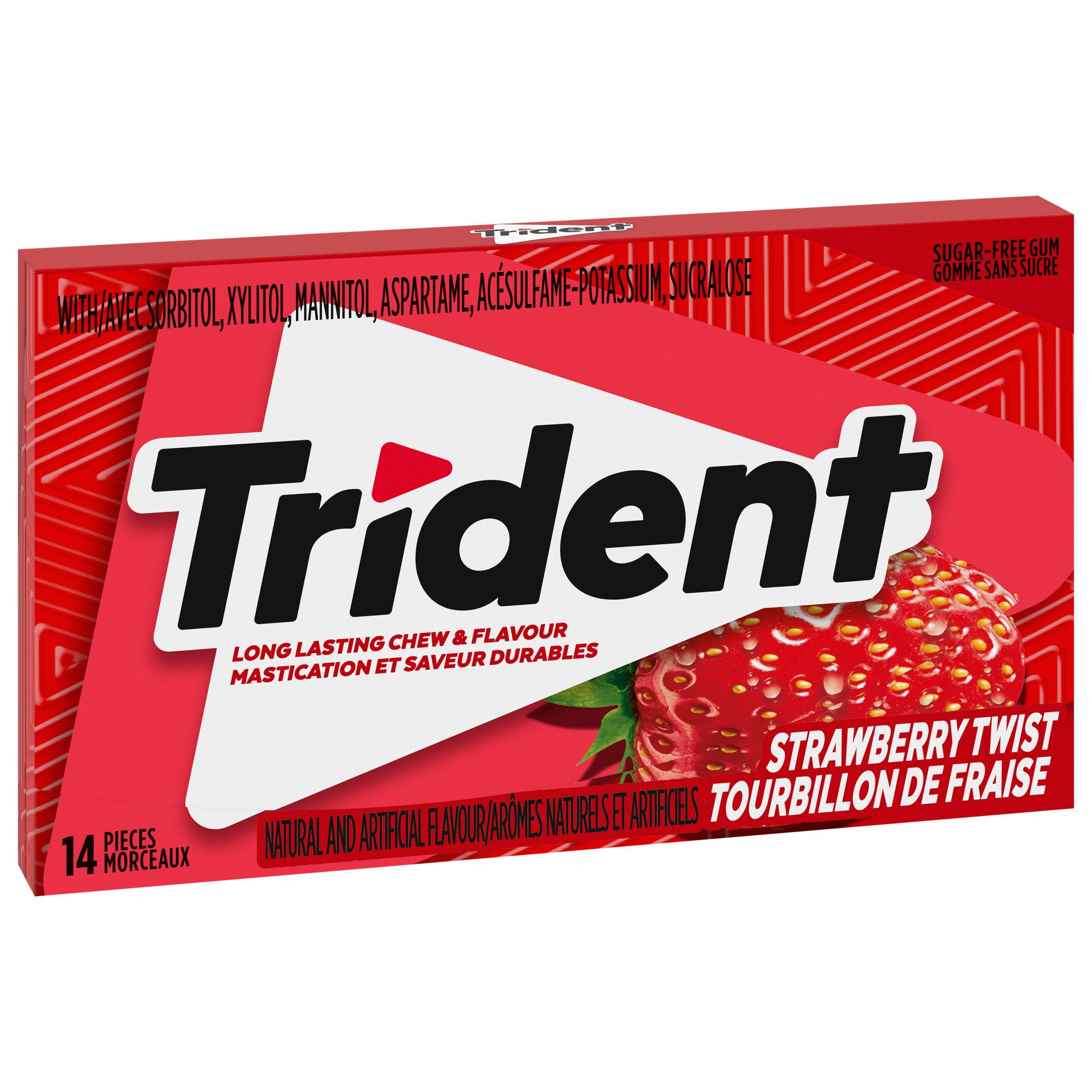 Trident Strawberry Twist Sugar Free Gum, 14 Piece Pack-thumbnail-2
