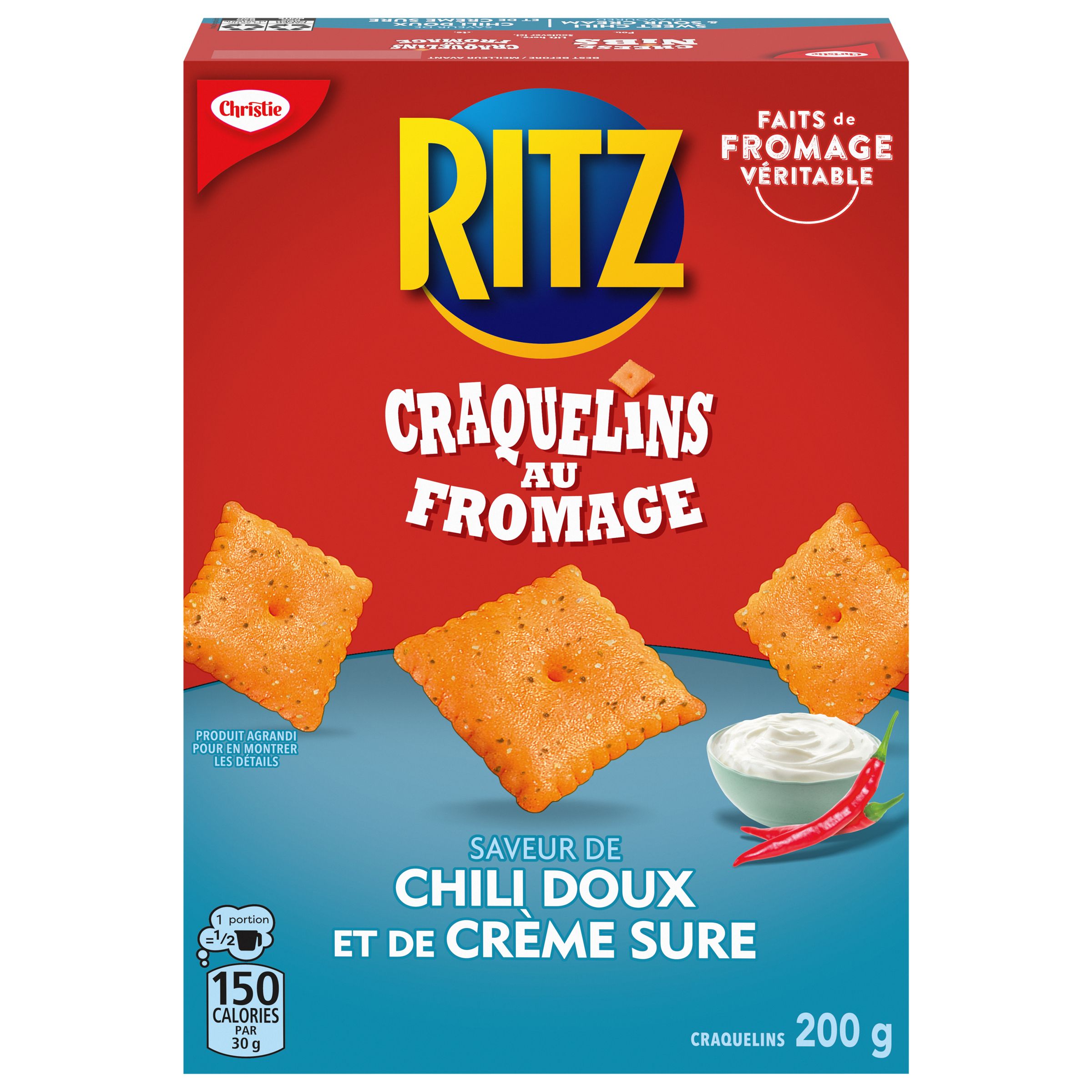 CRAQUELINS AU FROMAGE RITZ À SAVEUR DE CHILI DOUX ET DE CRÈME SURE 200g