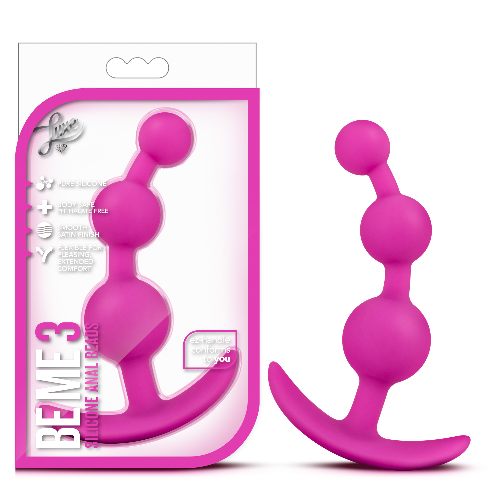 Blush Luxe Be Me 3 Fuchsia 5.25-Inch Anal Plug With Handle