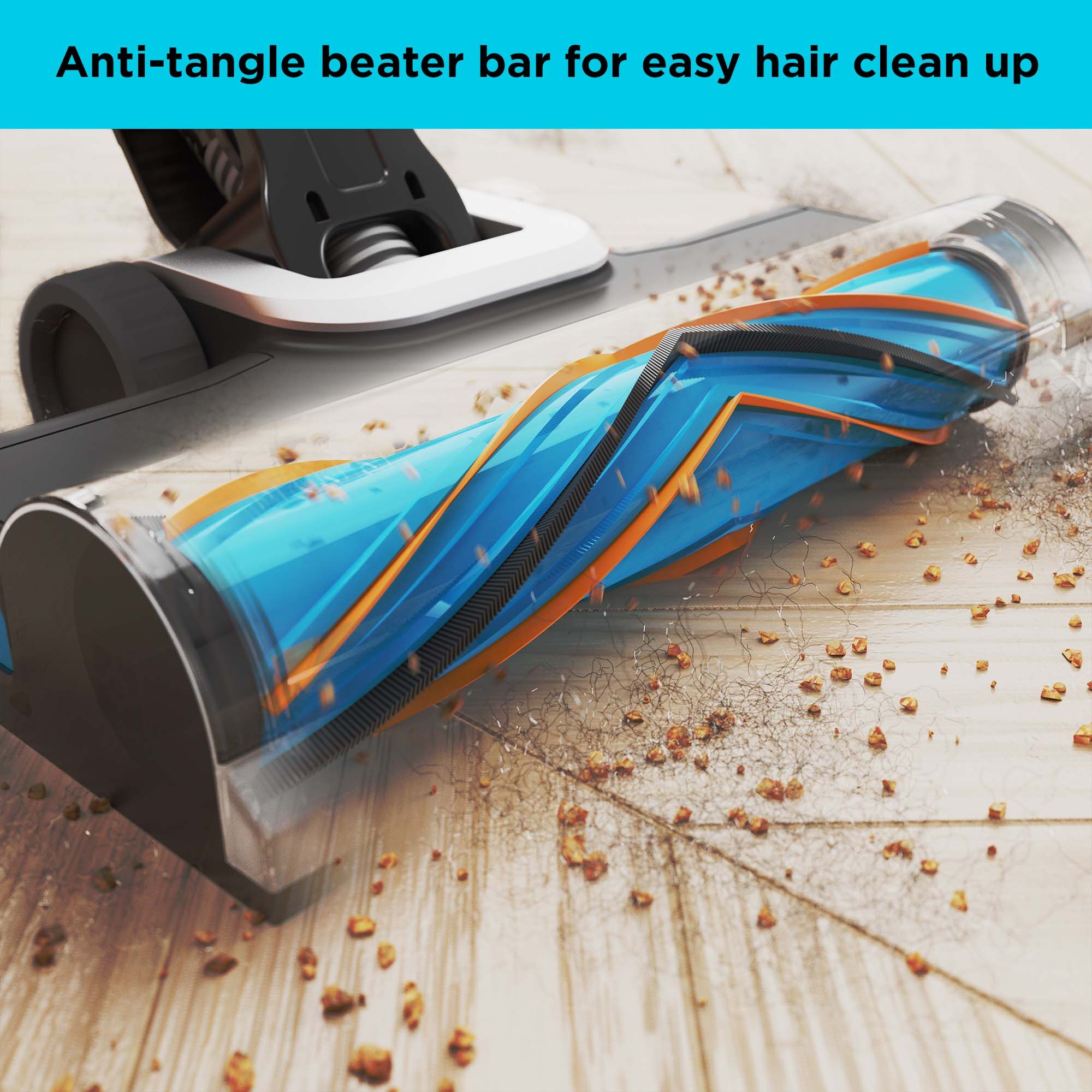 Anti-tangle beater bar on the POWERSERIES Extreme MAX stick vac