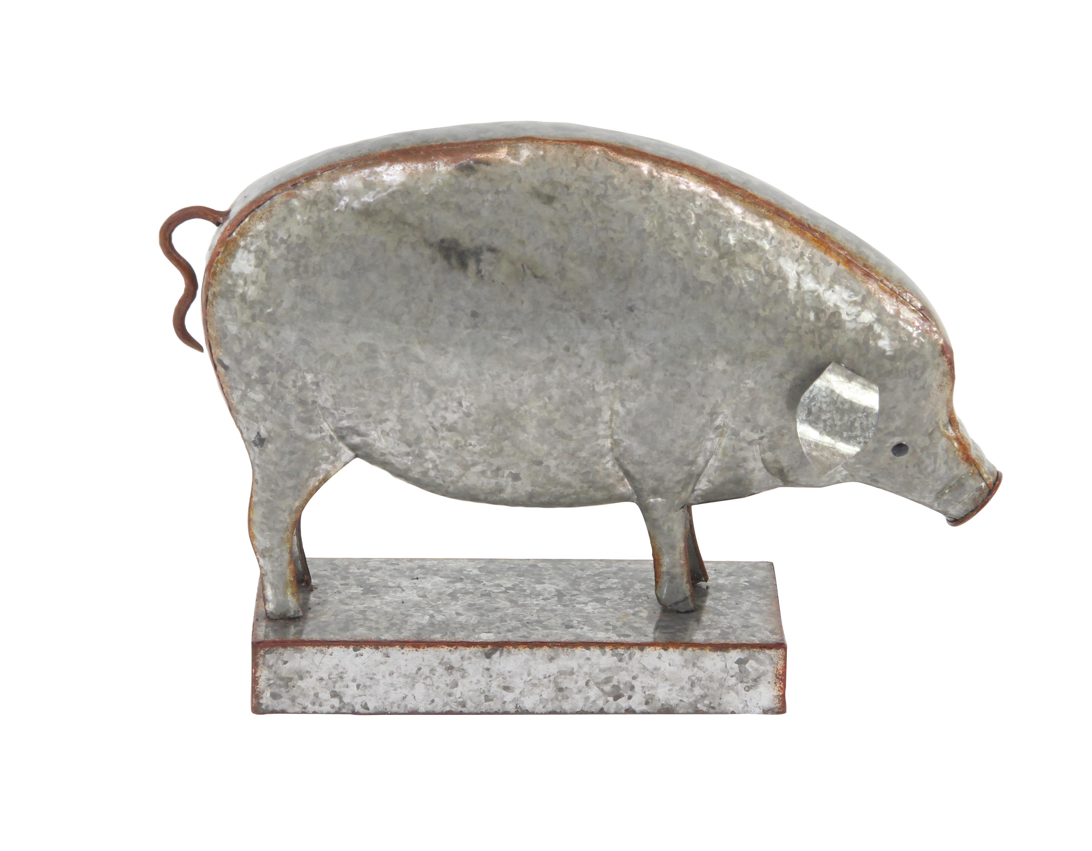 Silver Metal Farmhouse Garden Sculpture, 12" x 17" x 6"