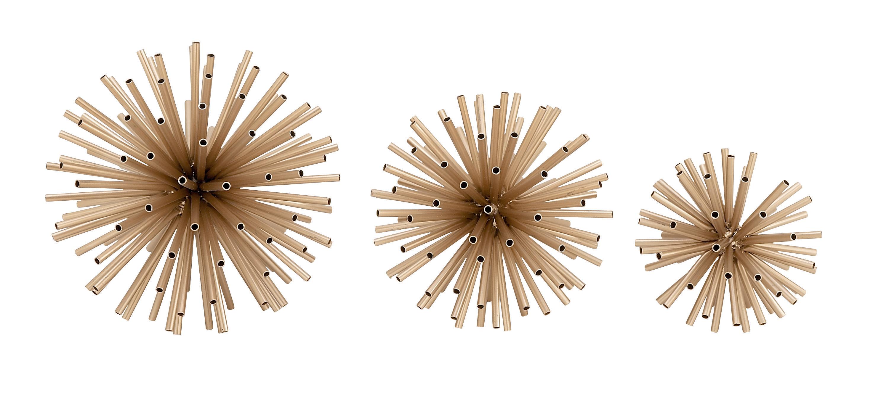 Gold Metal Modern Sculpture, Set of 3 10" x 10" x 10"