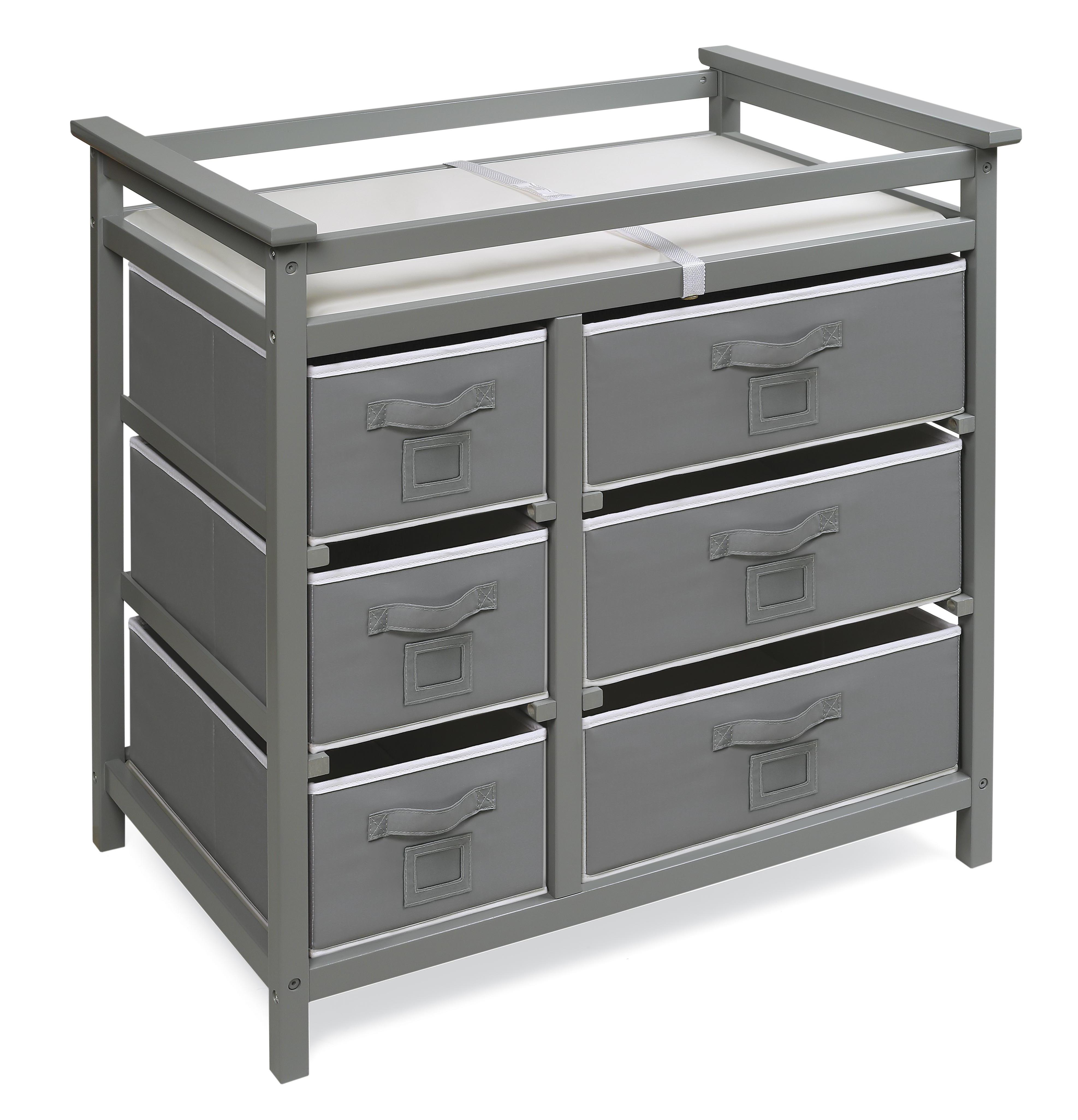 Modern Baby Changing Table with Six Baskets - Gray