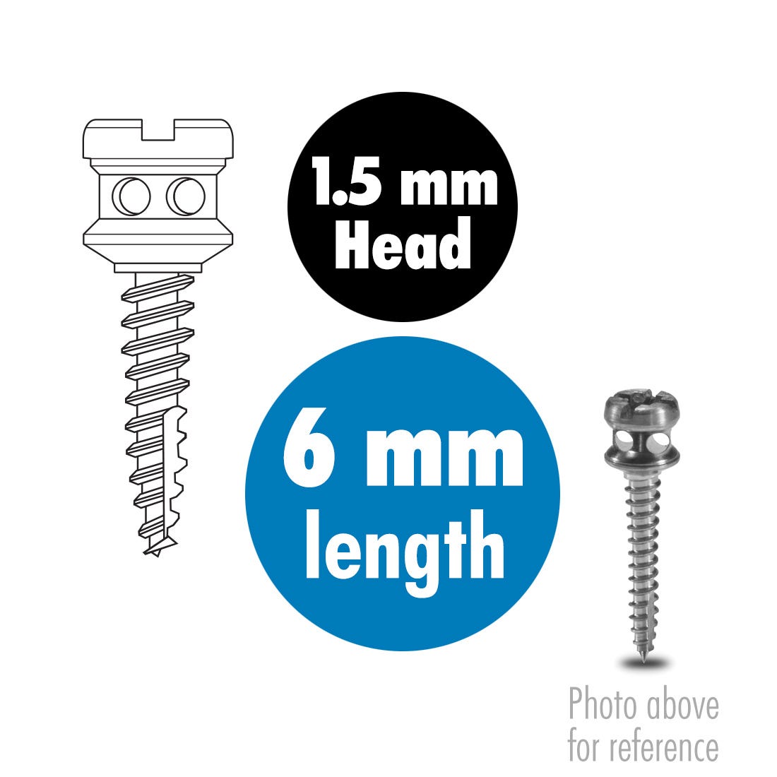 ACE Orthodontic Bone Screws 1.5mm x 6mm, sterile, titanium (sold individually)