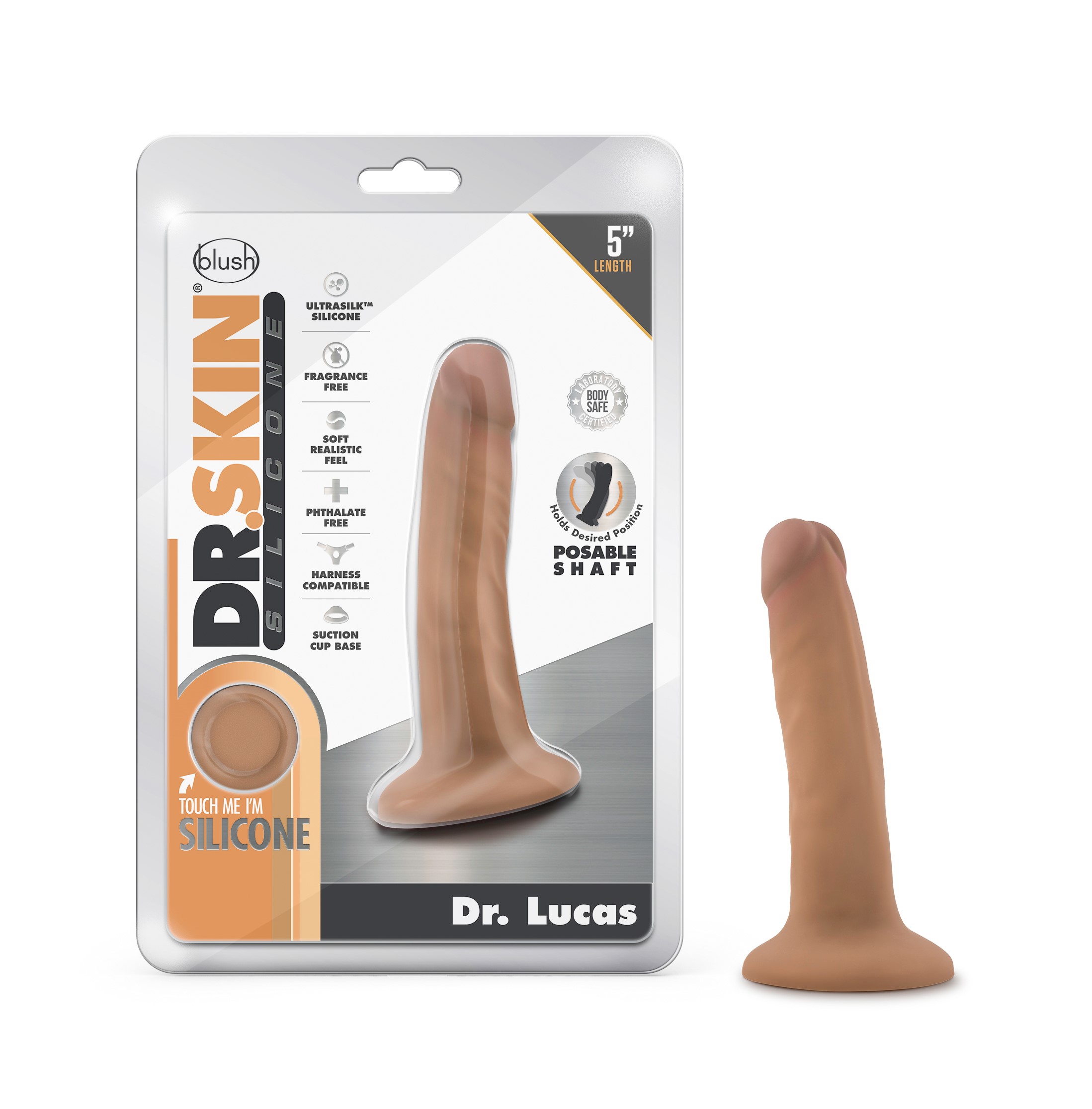 Blush Dr. Skin Silicone Dr. Lucas Realistic Mocha 5.5-Inch Long Dildo With Suction Cup Base