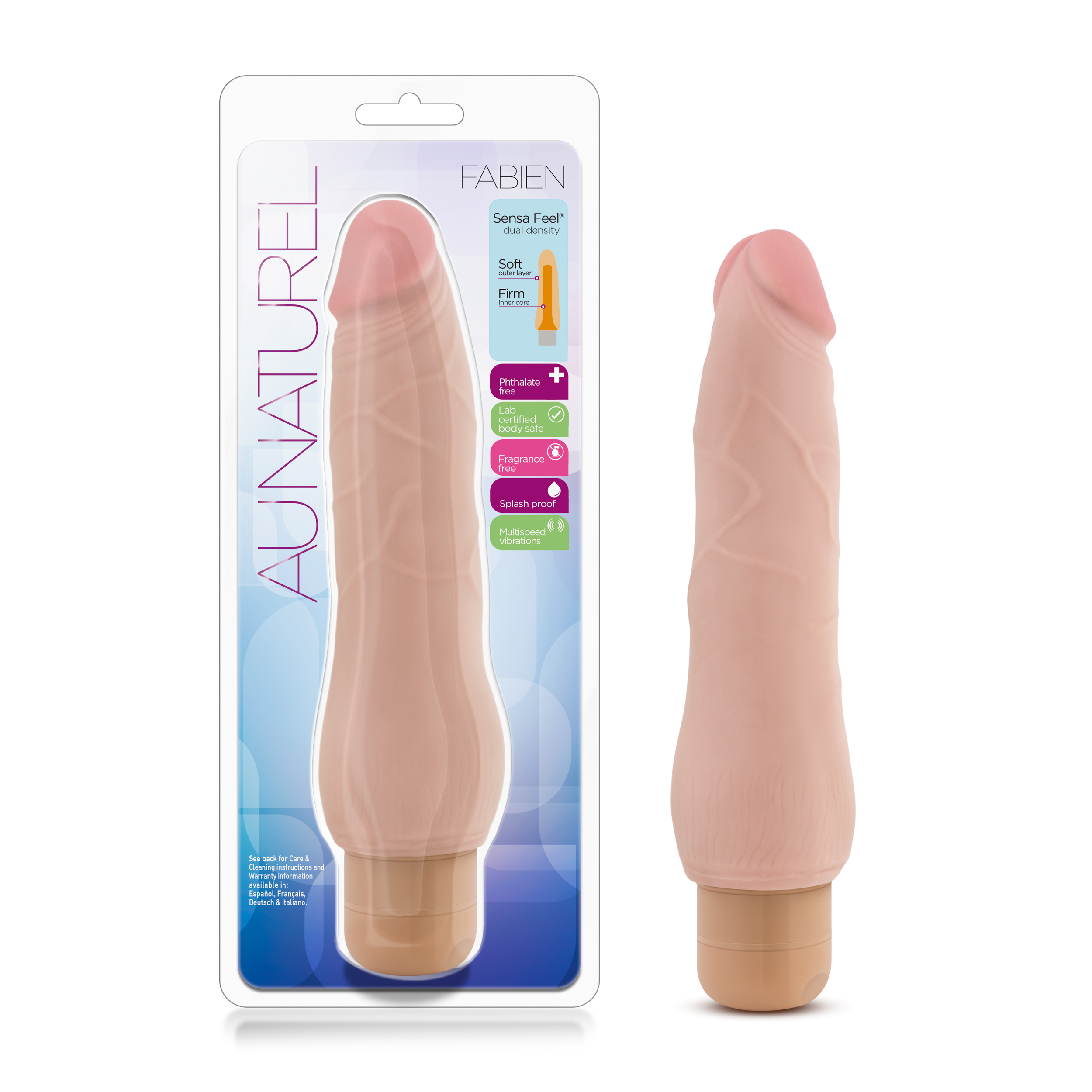 Blush Au Naturel Fabien Realistic Beige 9-Inch Long Vibrating Dildo