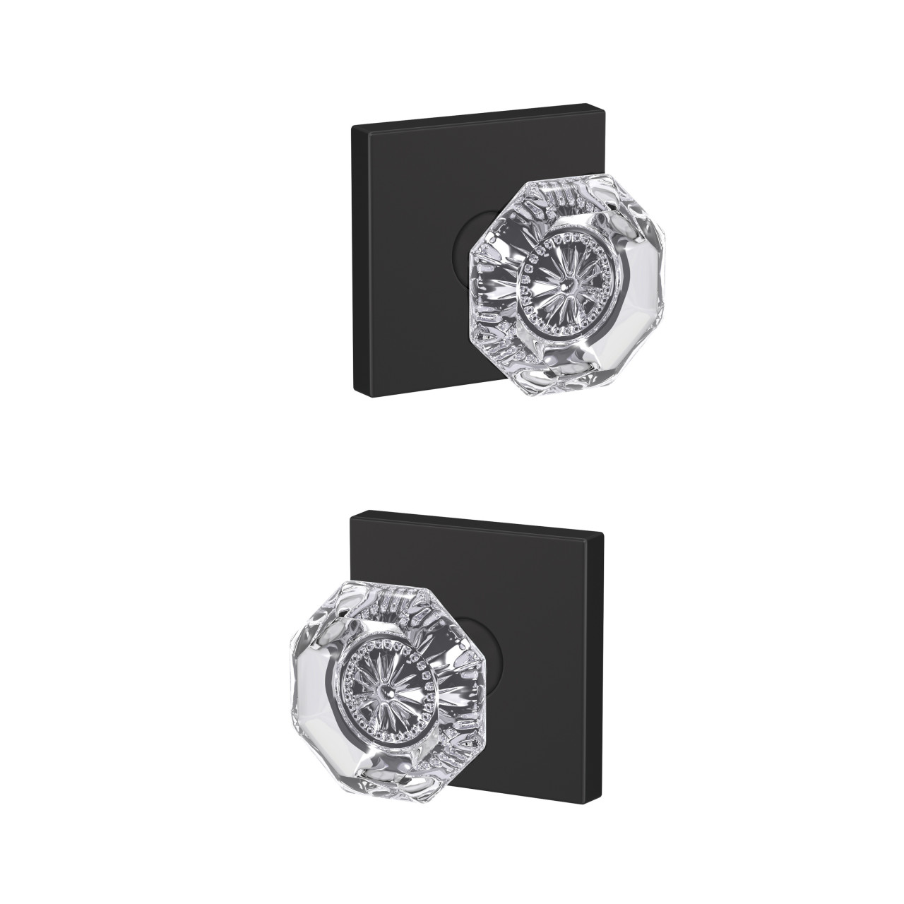 Custom Alexandria Glass Knob Combined Interior Hall-Closet and Bed-Bath Lock