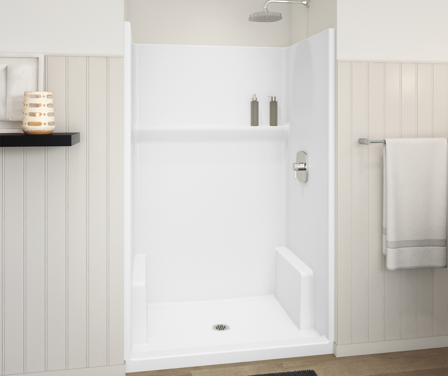 Icon SH4834 AcrylX™ Alcove Center Drain One-Piece Shower in White