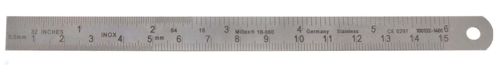 Ruler Flexible Stainless 6" x 1/2"