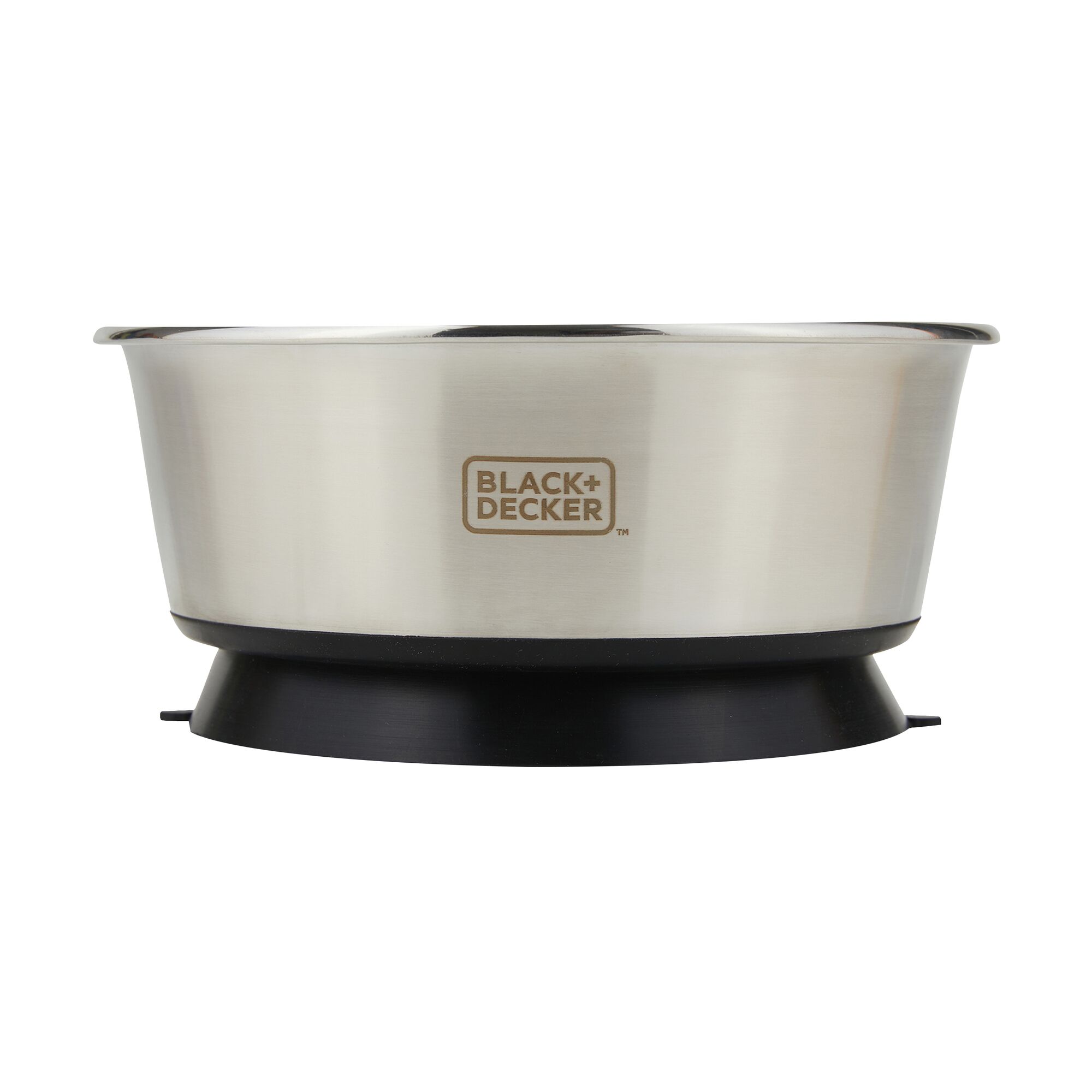 Side profile of the suction cup dog bowl showing BLACK+DECKER logo