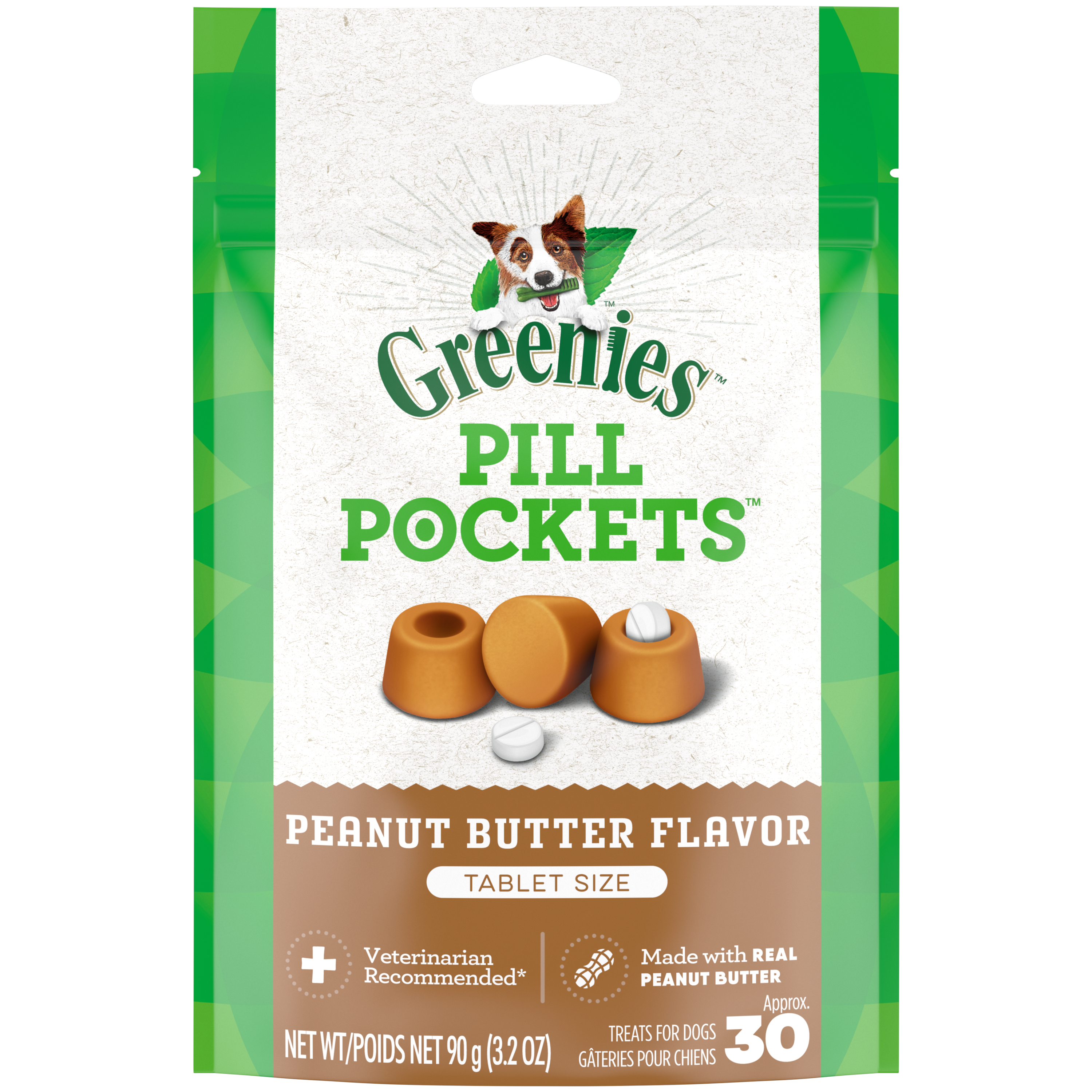 3.2 oz. Greenies Pill Pockets Dog Peanut Butter Tablet (30 Count) - Treats