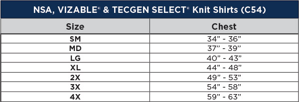 Sizing Chart