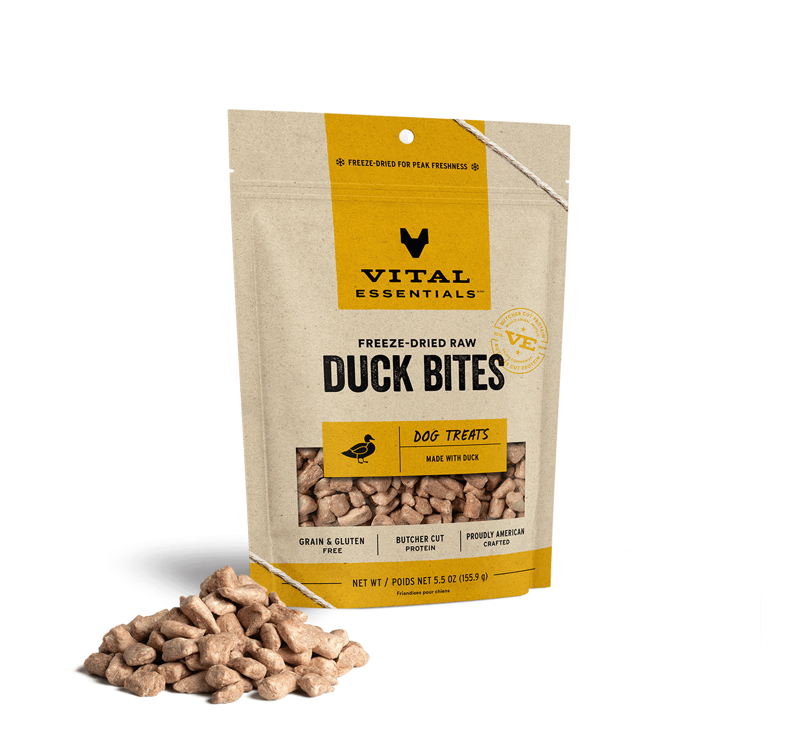 Vital Essentials Freeze-Dried Duck Bites Dog Treats, 5.5 oz - Treats