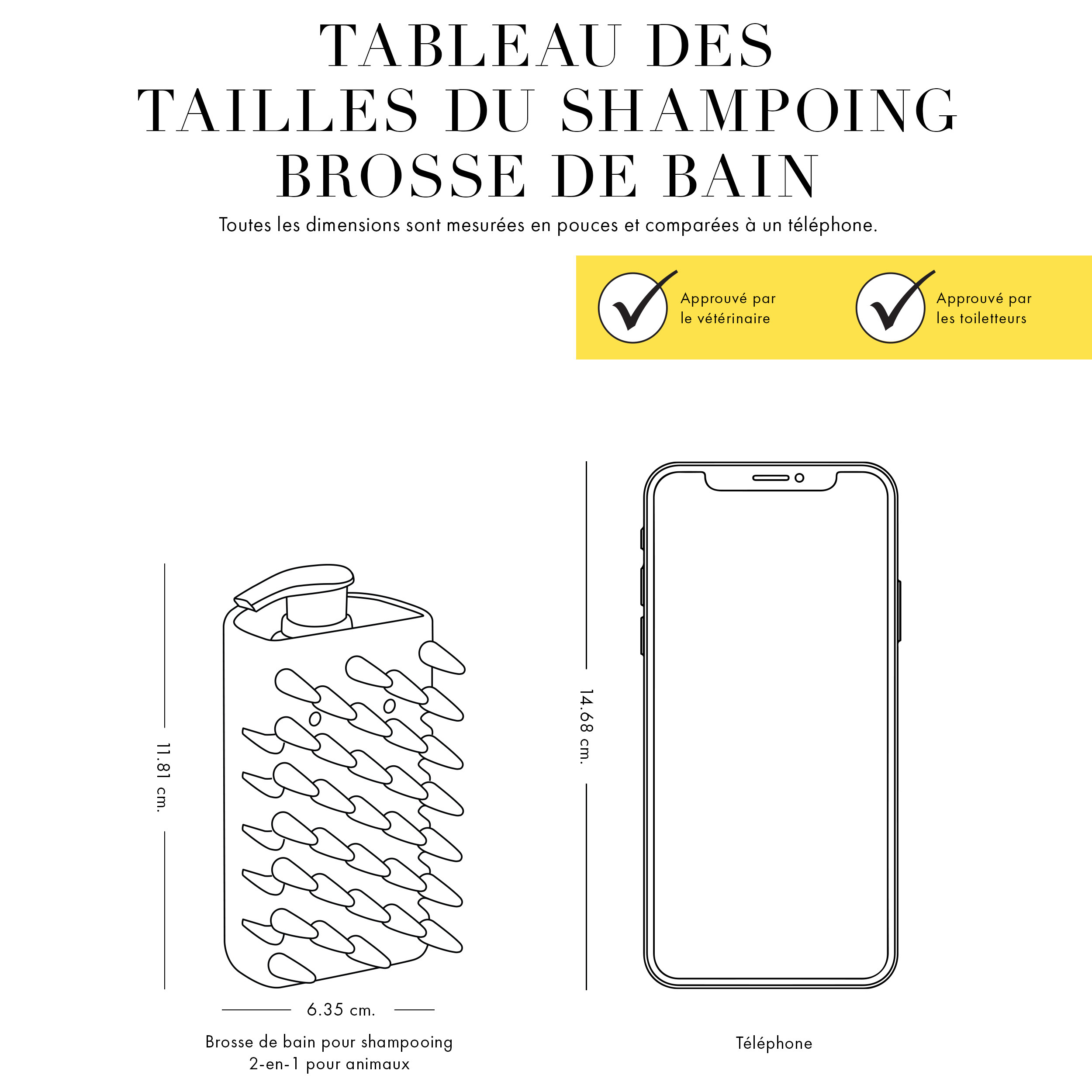 Shampoing Brosse de bain 4,65 pouces de hauteur 2,5 pouces de largeur