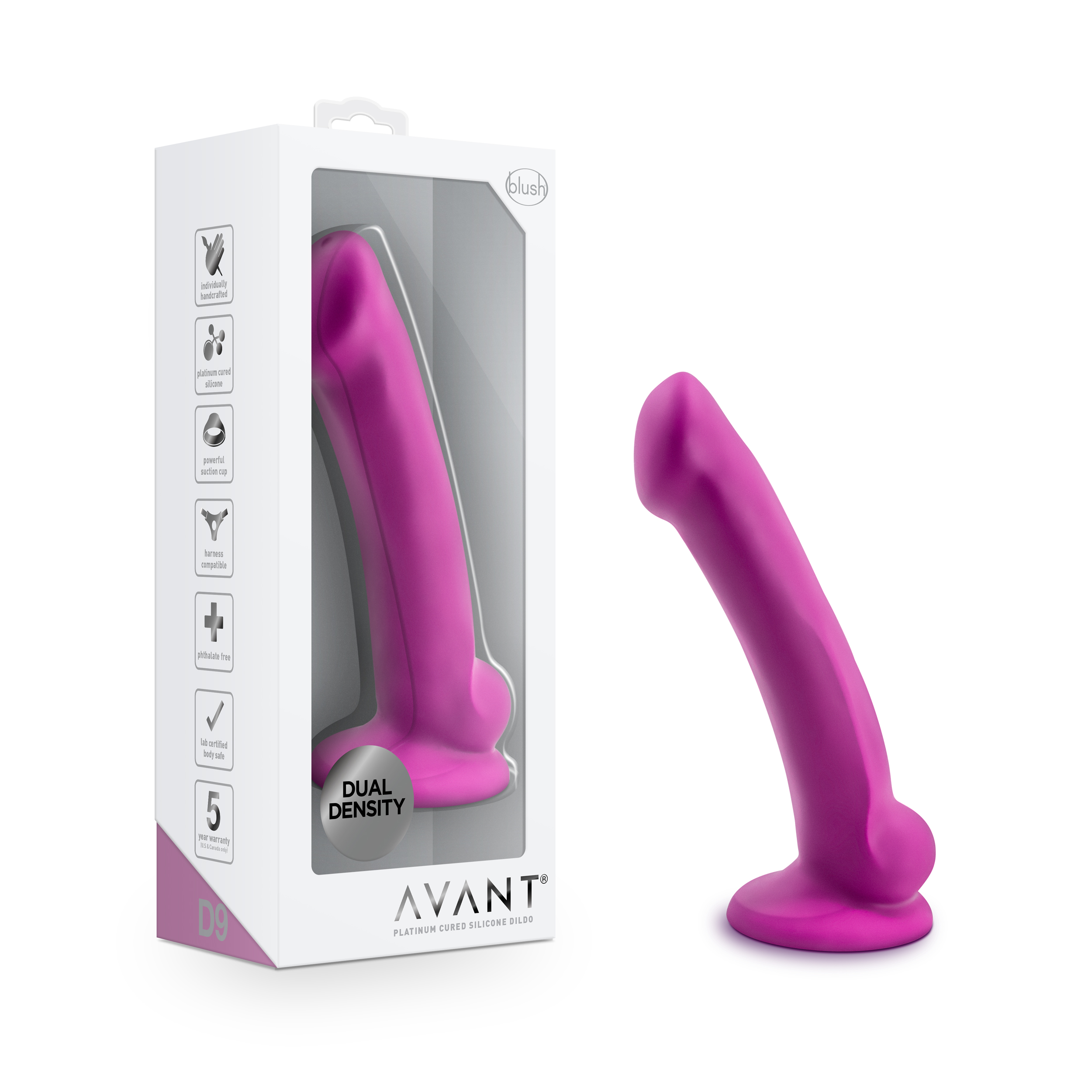 Blush Avant / Ergo Mini Violet D9: Artisan 7 Inch Thin Dildo with Suction Cup Base - Elegantly Made with Smooth Ultrasilk? Purio? Silicone