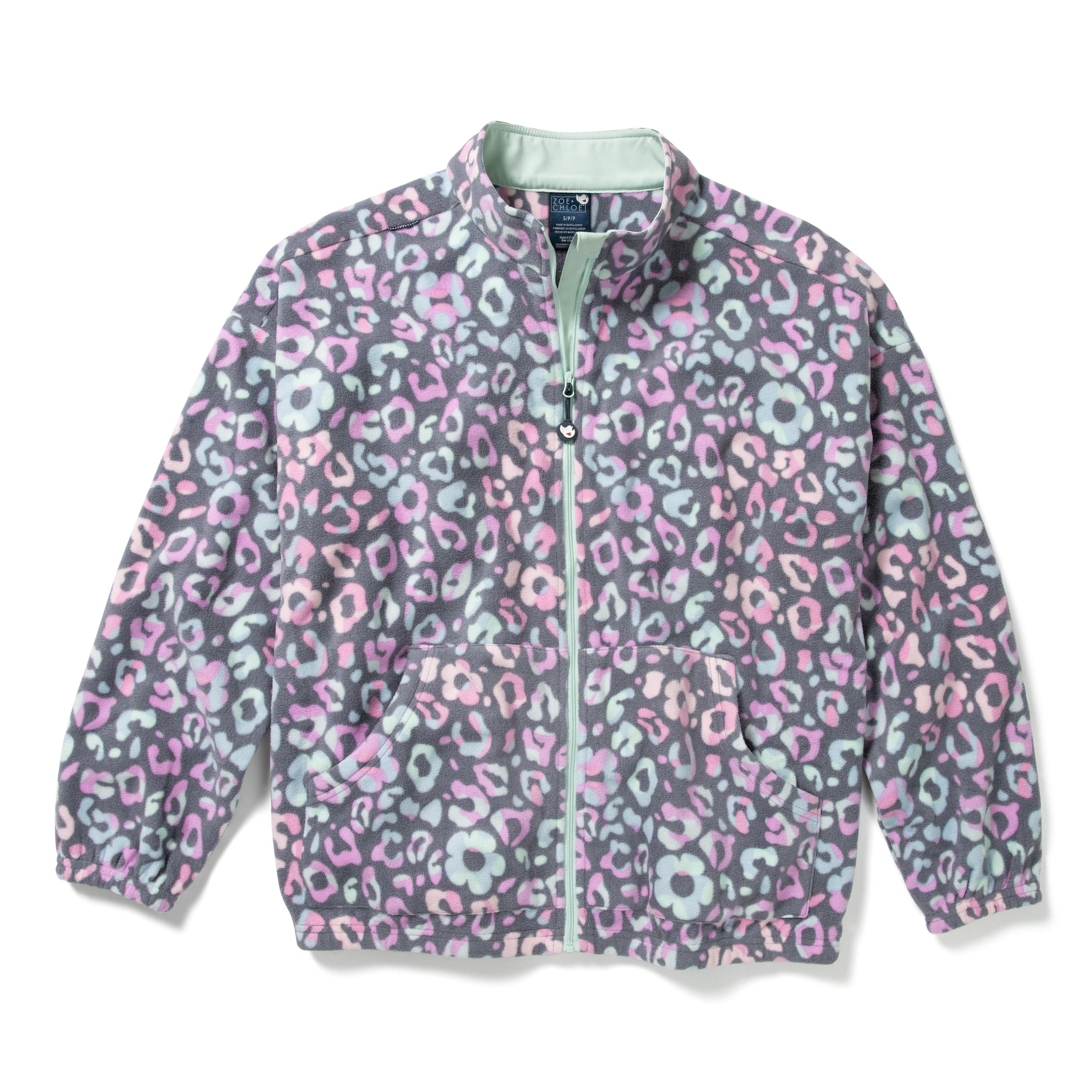 Zoe+Chloe Boxy Fit Printed Fleece Jacket-Zoe&#43;Chloe