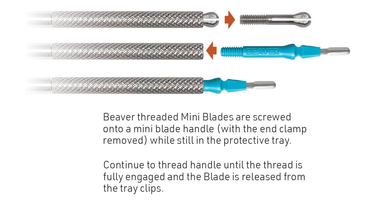 Beaver Mini Blade Handle #3KD, Round Handle, Stainless Steel