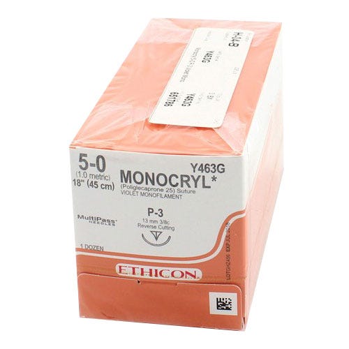 MONOCRYL® Violet Monofilament Sutures, 5-0, P-3, Precision Point-Reverse Cutting, 18" - 12/Box
