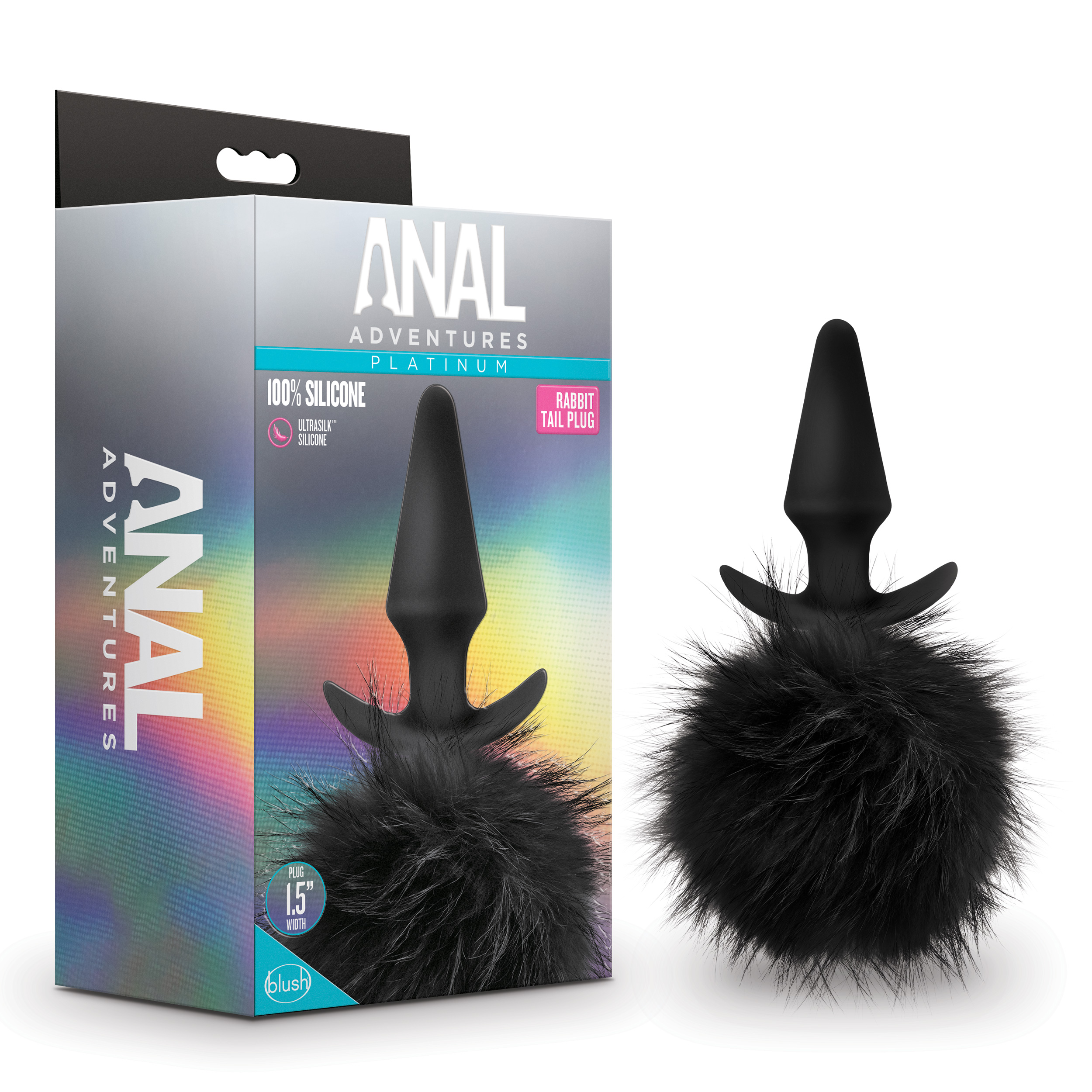 Blush Anal Adventures Platinum Rabbit Tail Black 6.75-Inch Anal Plug