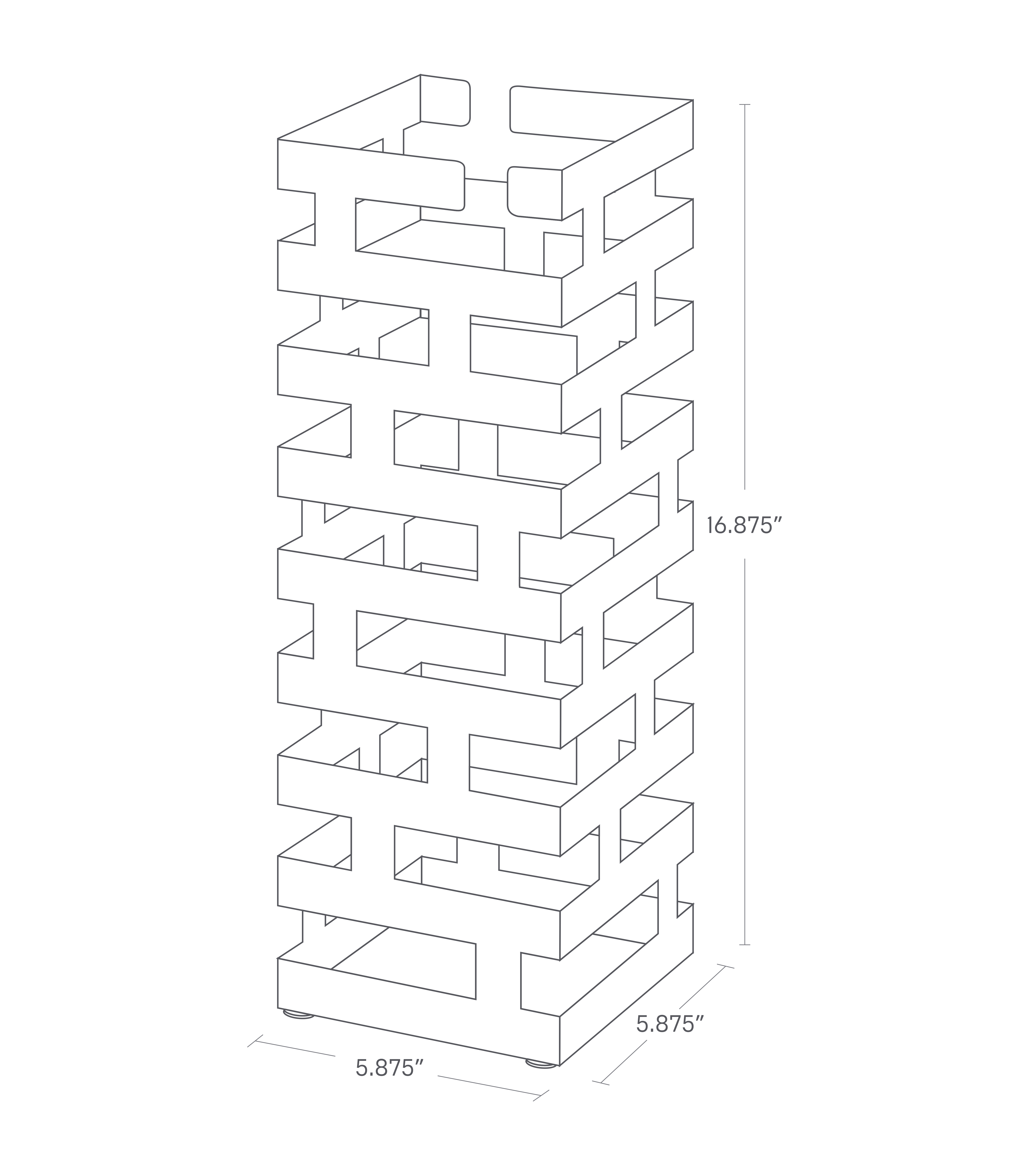 Dimension image for Umbrella Stand showing length of 5.875", width of 5.875" and height of 16.875"